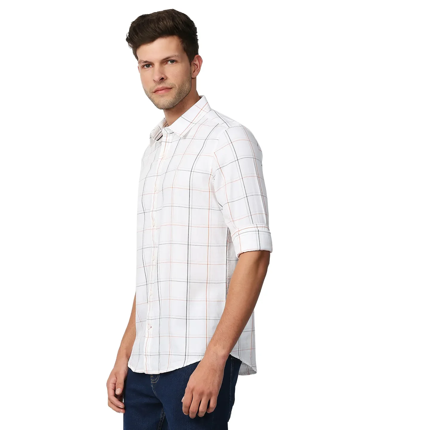 White Slim Straight Fit Regular Collar Long Sleeves Men's Shirt by Being Human Clothing - Image 2