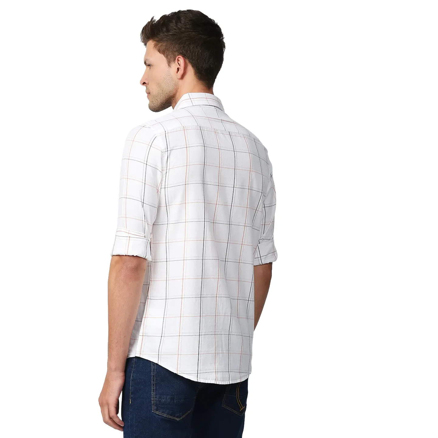 White Slim Straight Fit Regular Collar Long Sleeves Men's Shirt by Being Human Clothing - Image 4