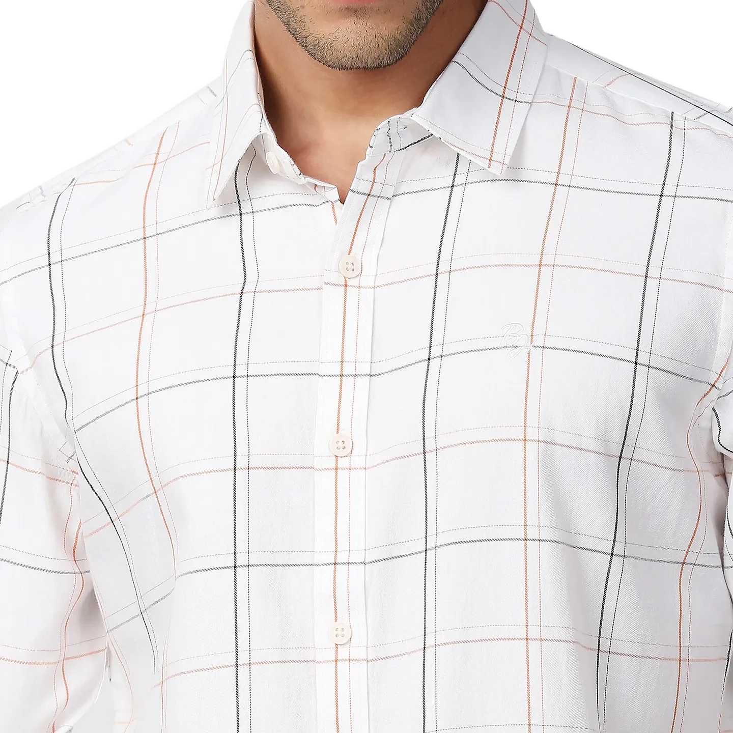 White Slim Straight Fit Regular Collar Long Sleeves Men's Shirt by Being Human Clothing - Image 5