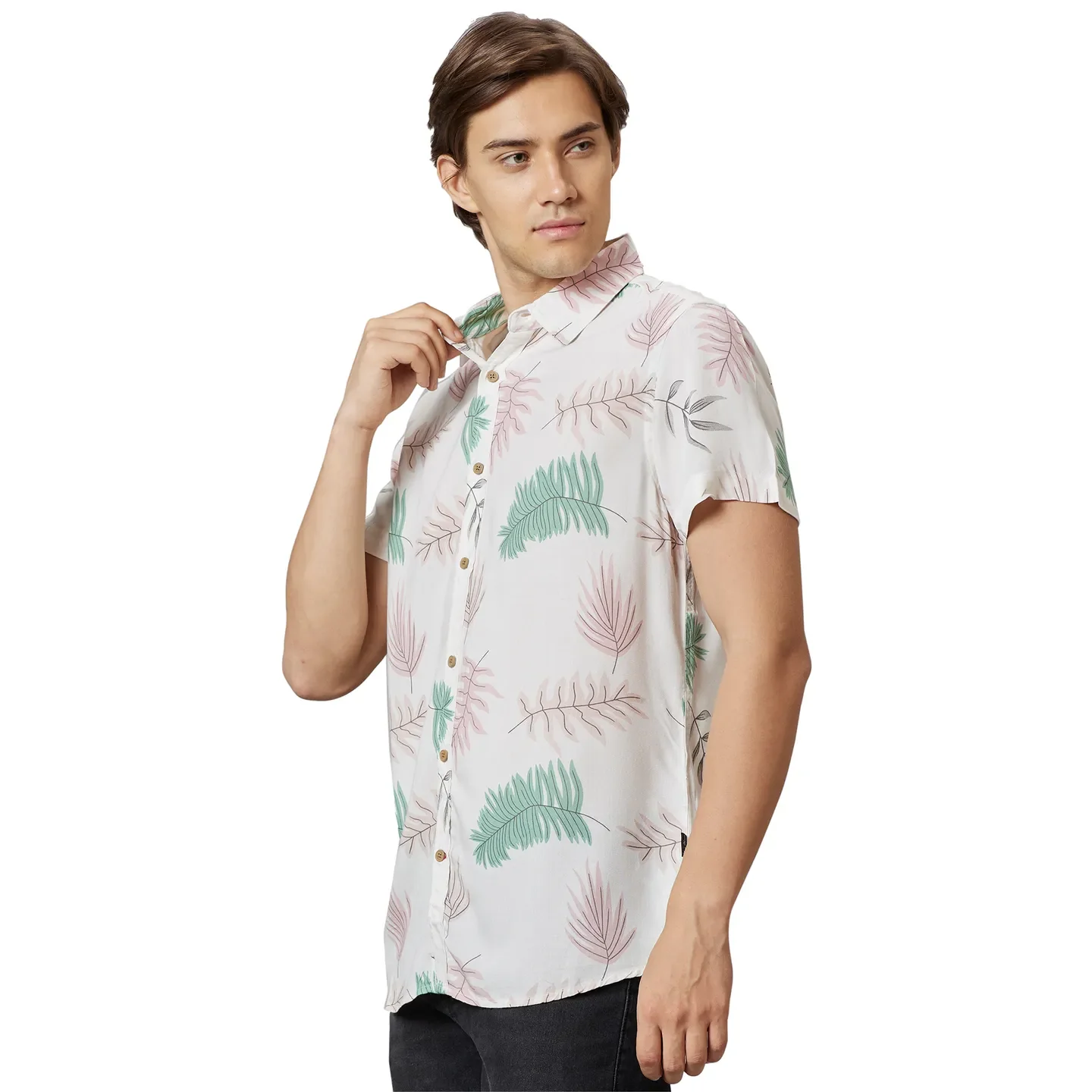 Off-White Slim Fit Regular Collar Men's Shirt by Being Human Clothing - Image 3