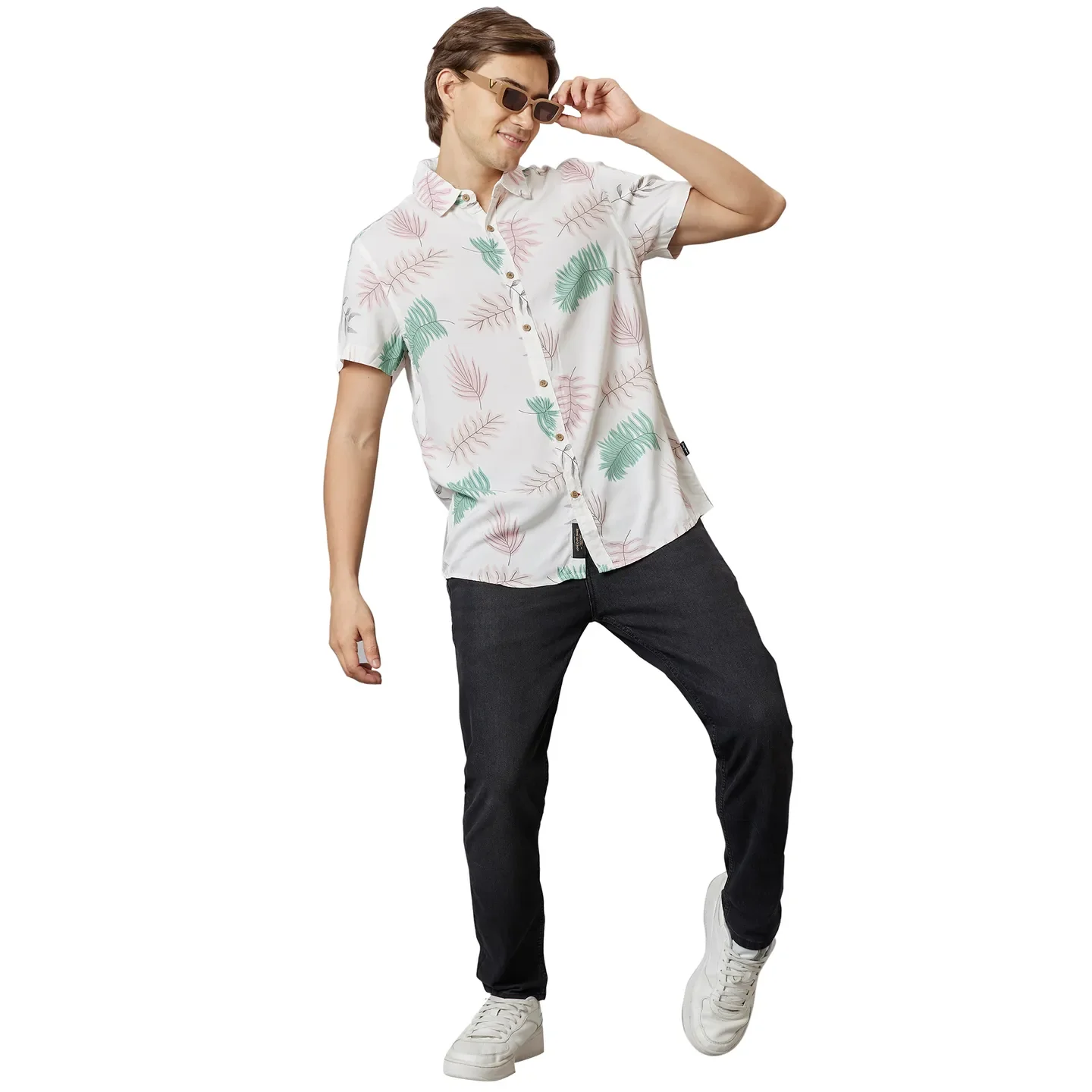 Off-White Slim Fit Regular Collar Men's Shirt by Being Human Clothing - Image 5