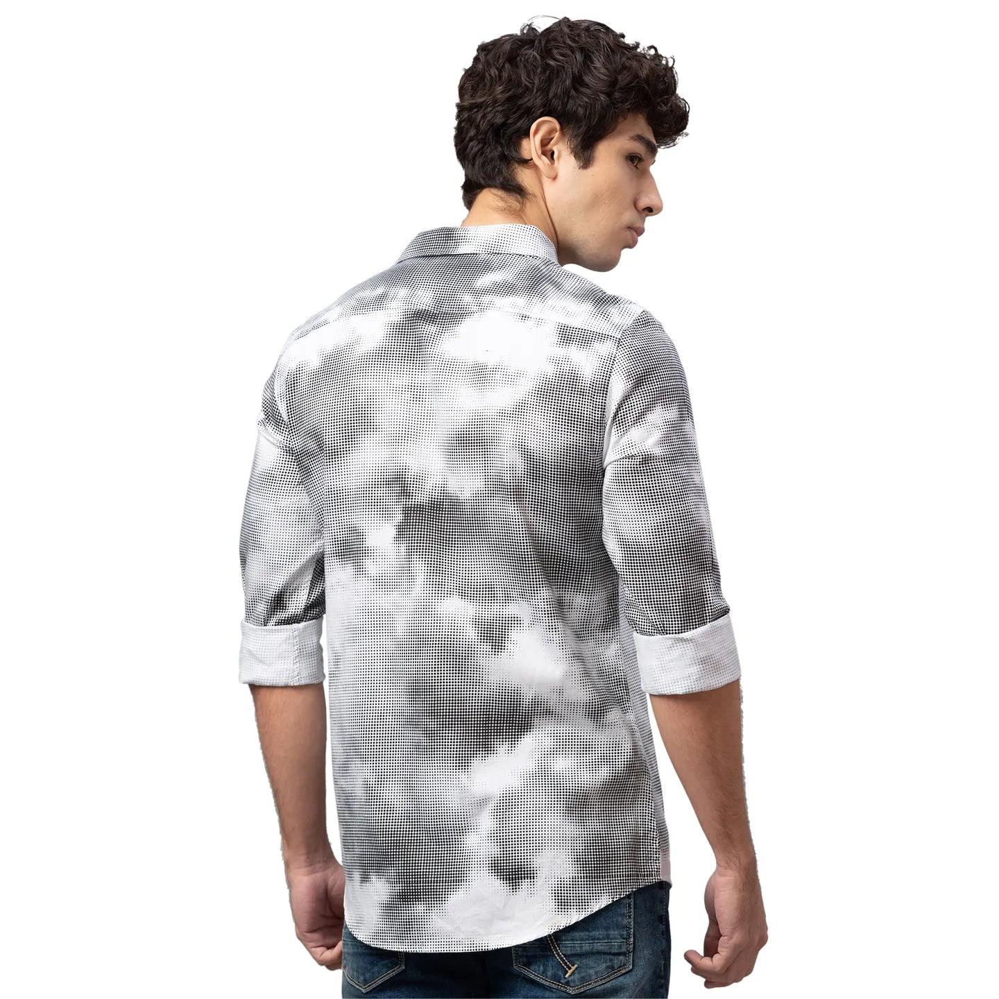 White Slim Straight Fit Regular Collar Long Sleeves Cotton Men's Shirt by Being Human Clothing - Image 3