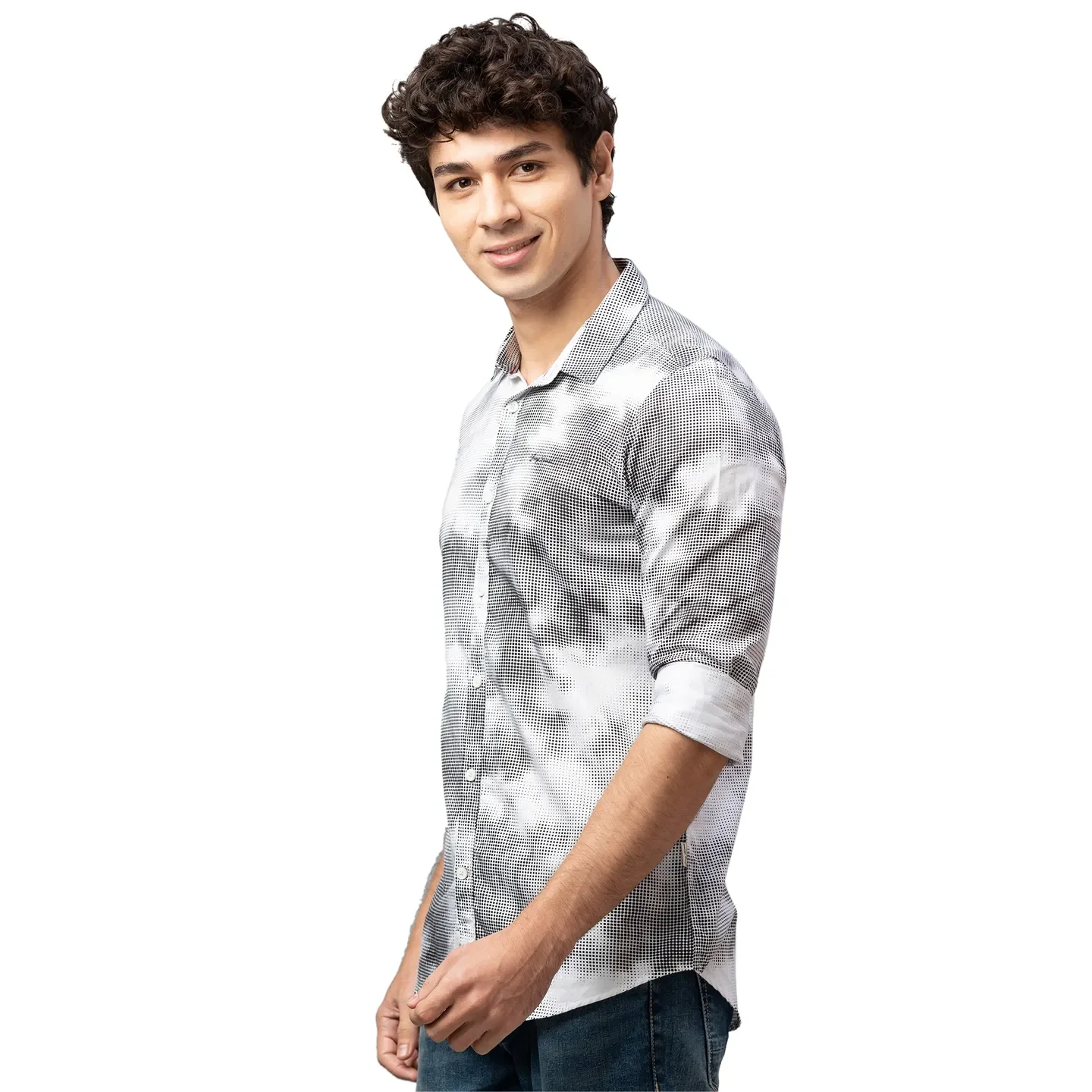 White Slim Straight Fit Regular Collar Long Sleeves Cotton Men's Shirt by Being Human Clothing - Image 4