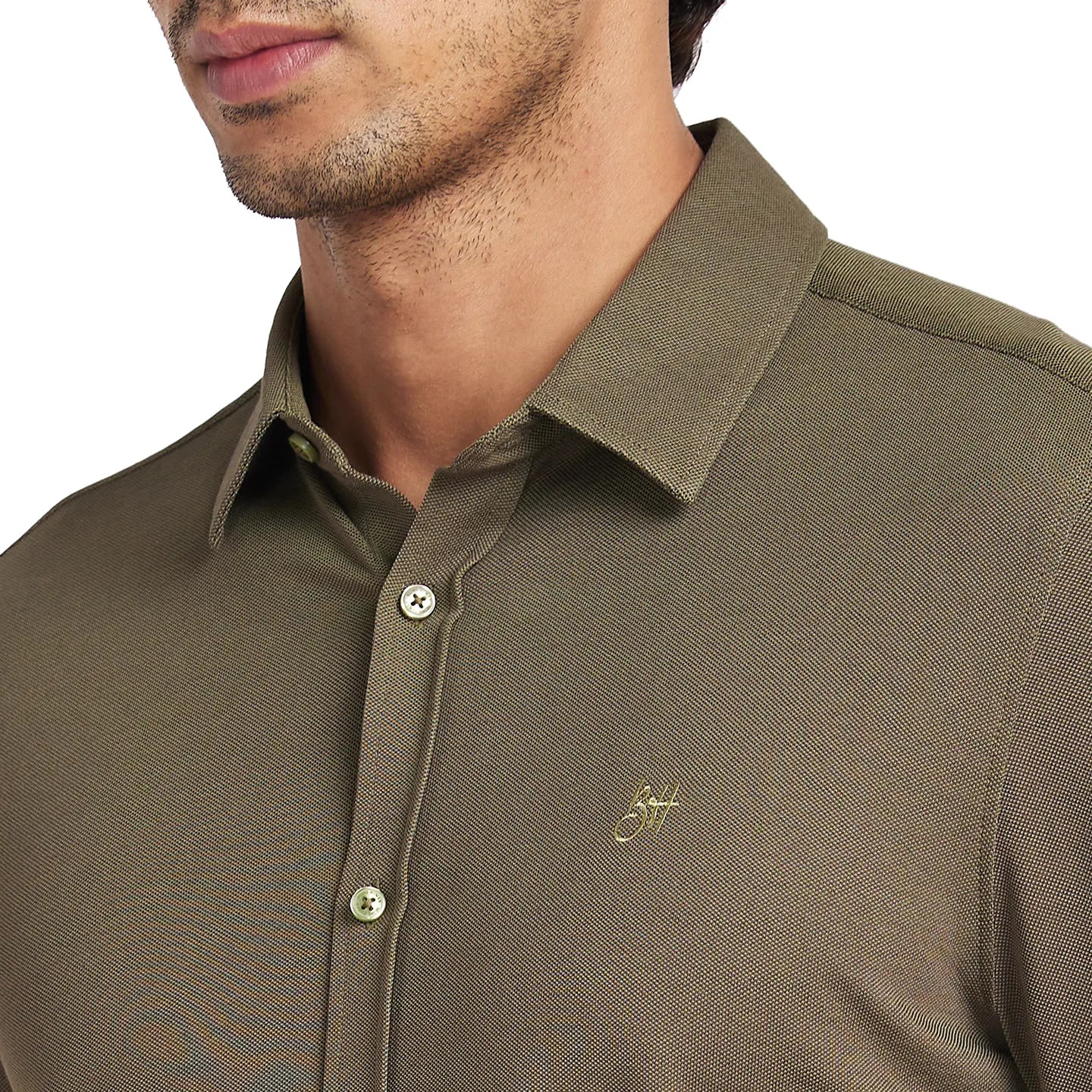 Olive Slim Fit Regular Collar Men's Shirt by Being Human Clothing - Image 5