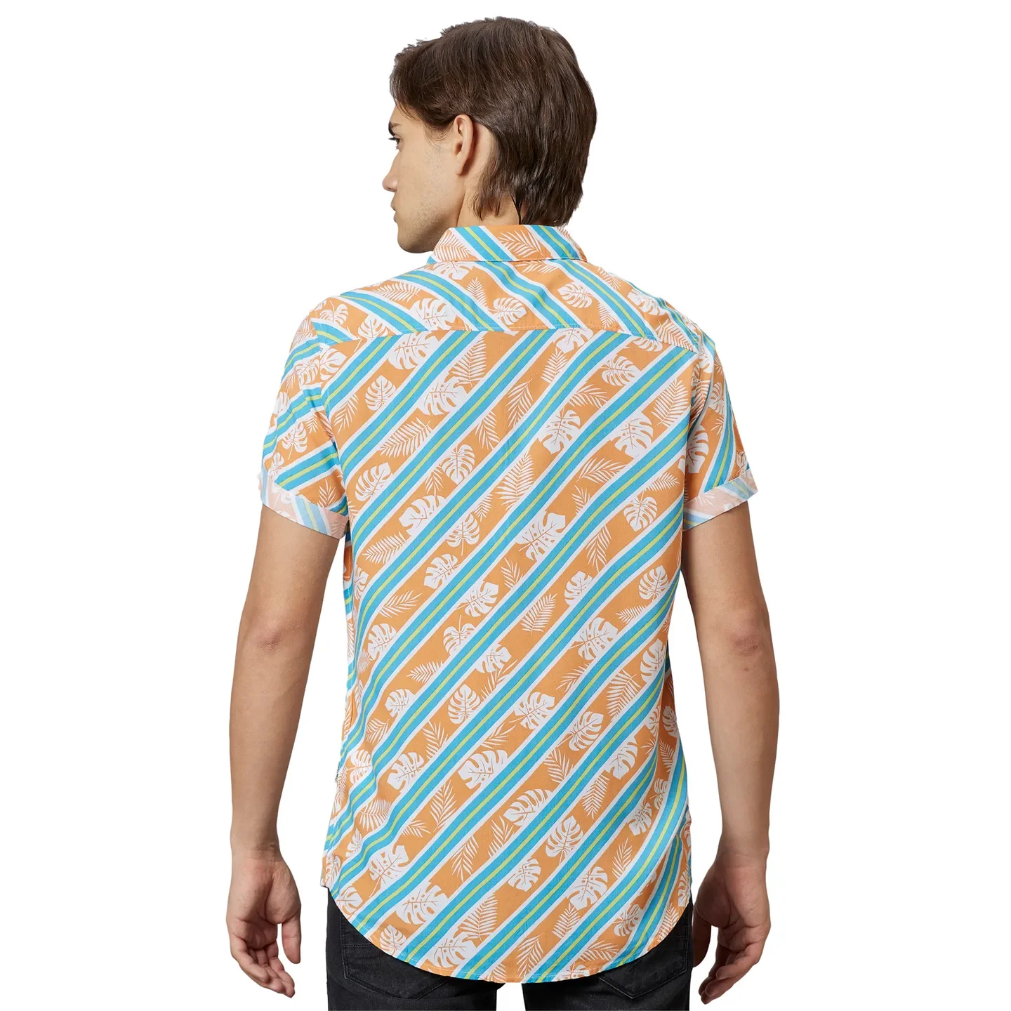 Orange Slim Fit Regular Collar Men's Shirt by Being Human Clothing - Image 2