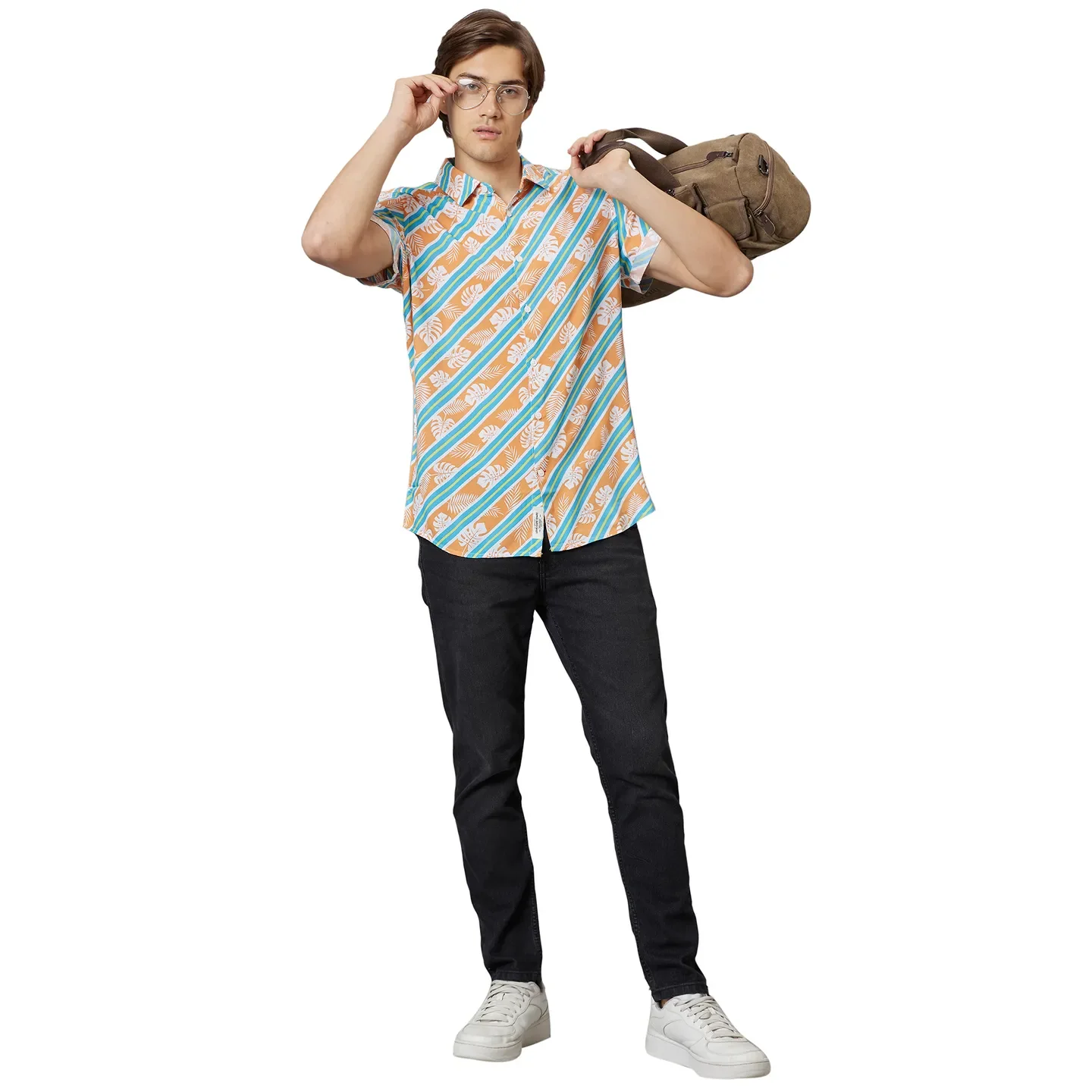 Orange Slim Fit Regular Collar Men's Shirt by Being Human Clothing - Image 5