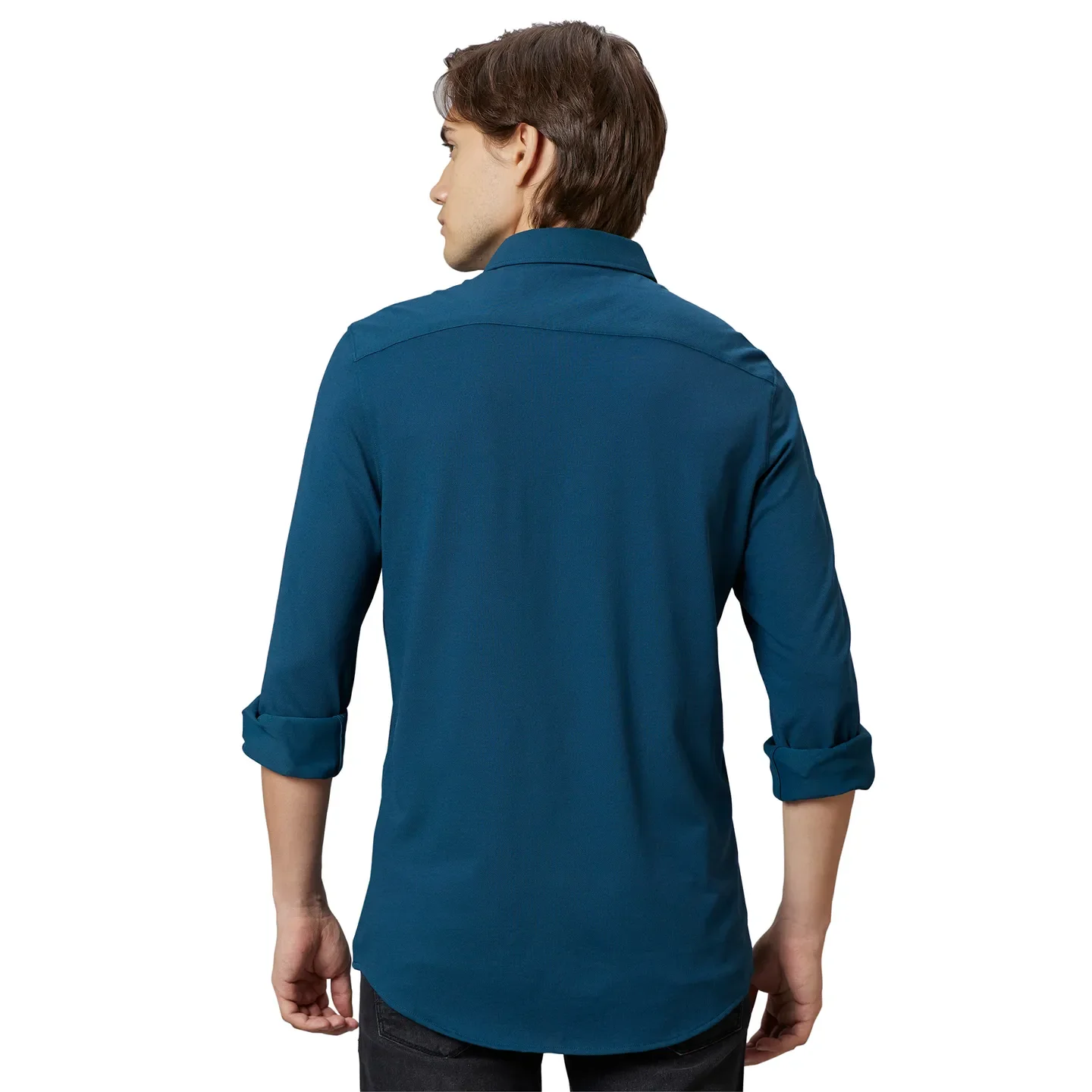Green Slim Straight Fit Regular Collar Long Sleeves Cotton Men's Shirt by Being Human Clothing - Image 2