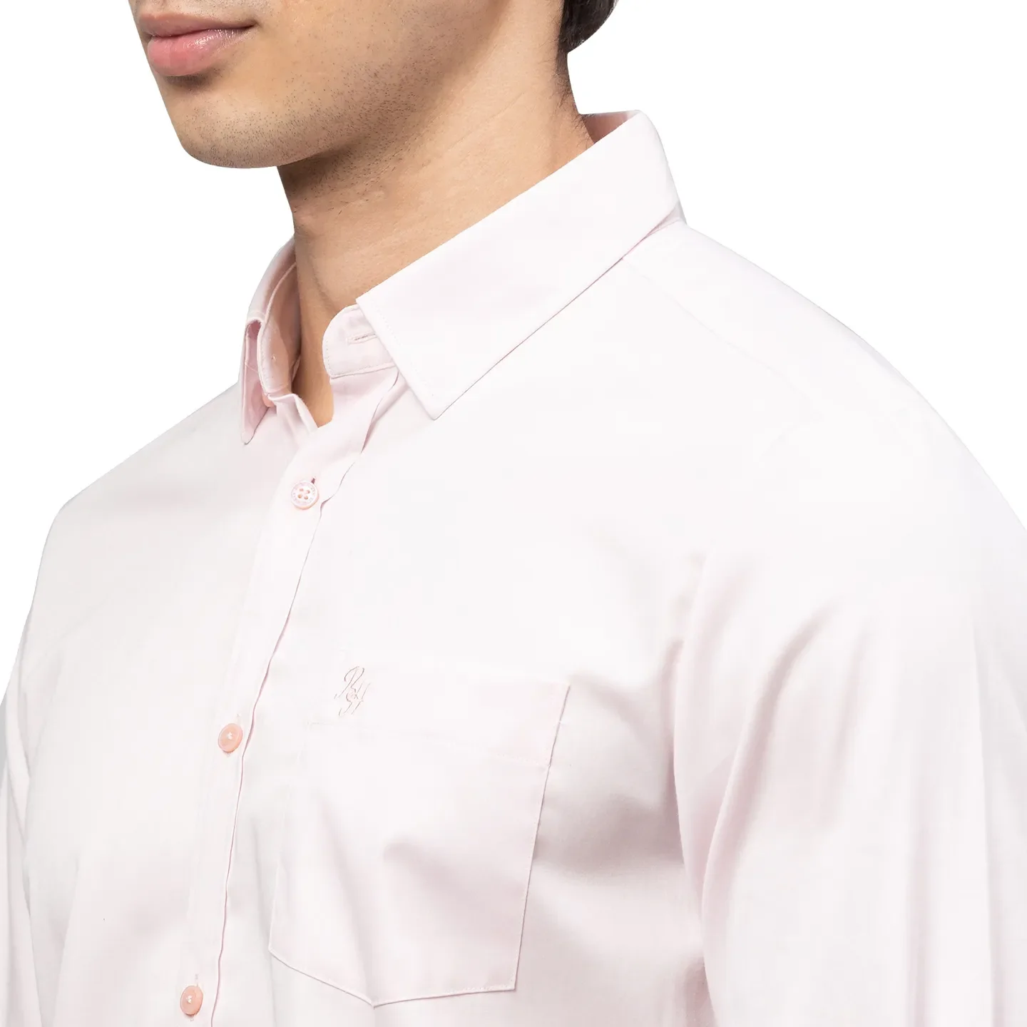 Pink Slim Straight Fit Regular Collar Long Sleeves Cotton Men's Shirt by Being Human Clothing - Image 5