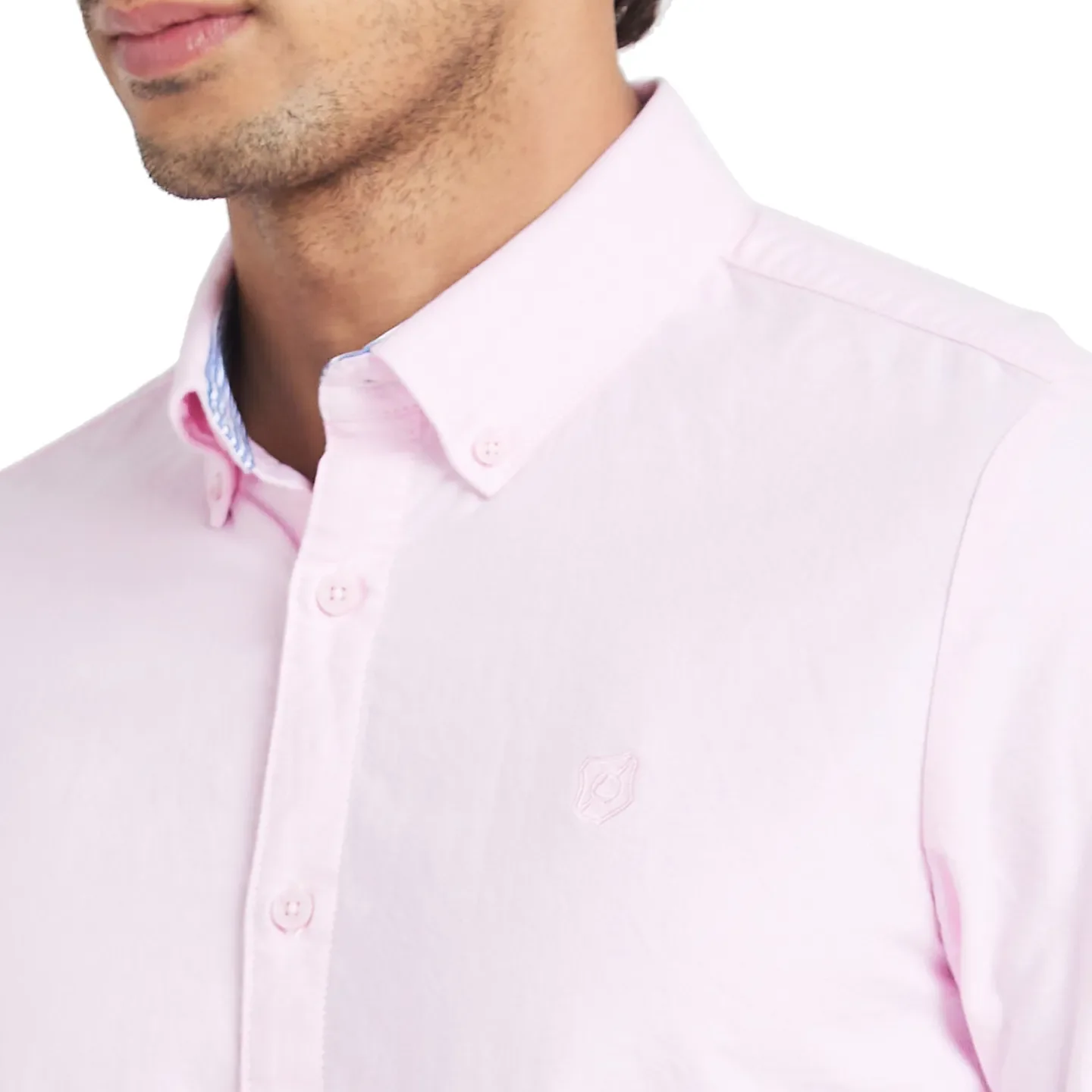 Pink Slim Straight Fit Regular Collar Long Sleeves Men's Shirt by Being Human Clothing - Image 5