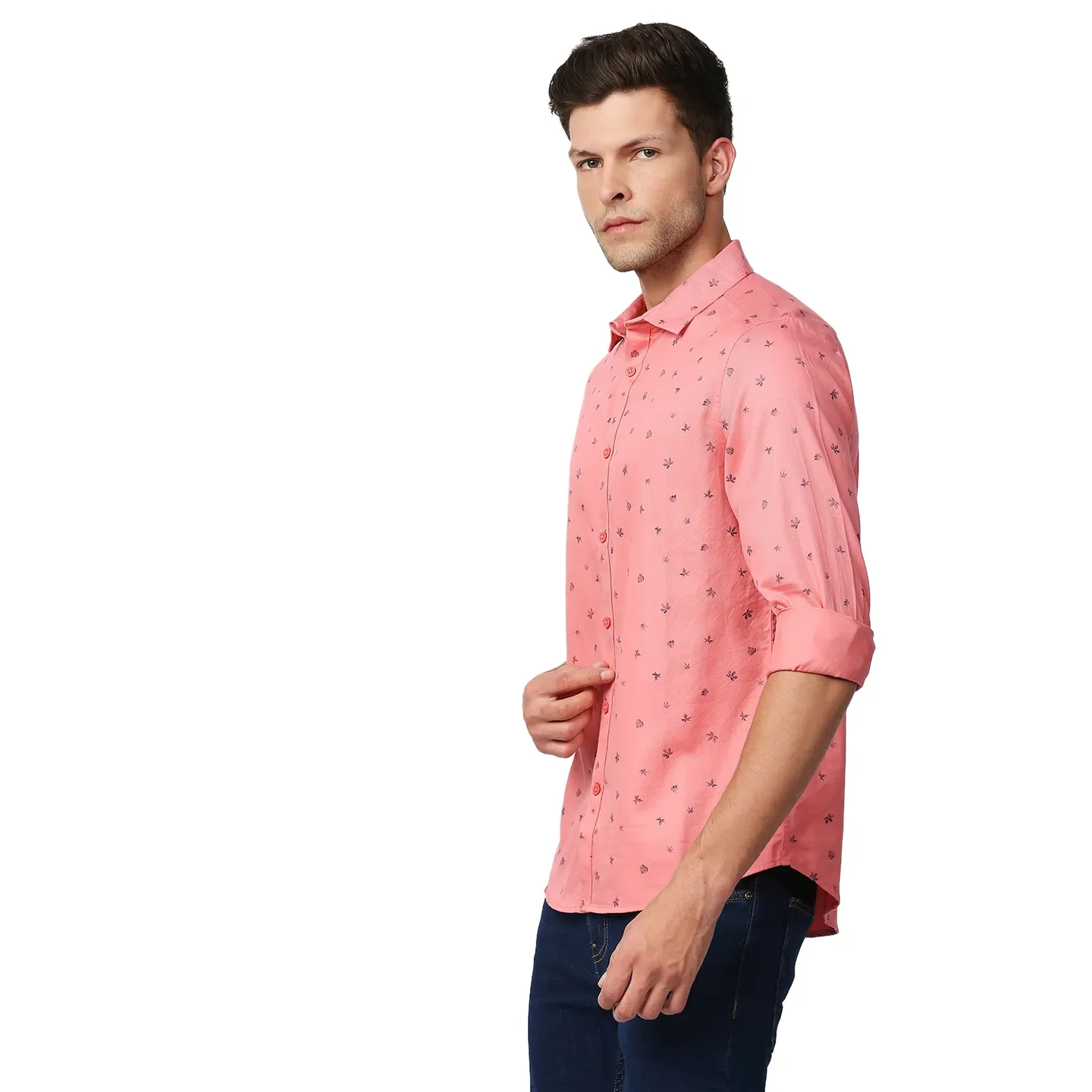 Pink Slim Straight Fit Regular Collar Long Sleeves Men's Shirt by Being Human Clothing - Image 2