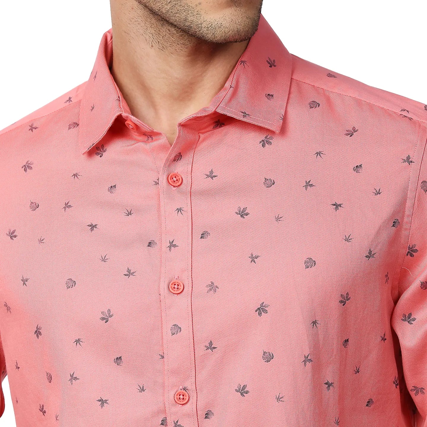 Pink Slim Straight Fit Regular Collar Long Sleeves Men's Shirt by Being Human Clothing - Image 5
