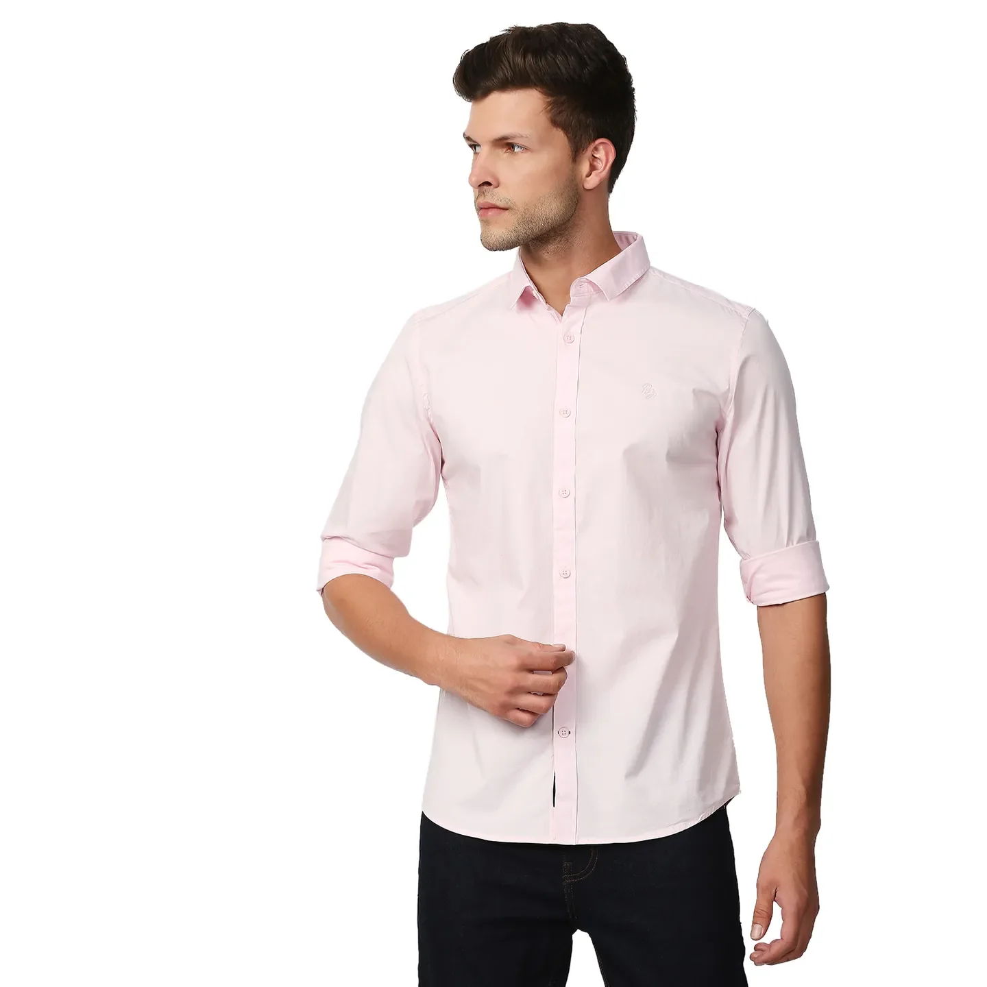 Pink Super Slim Fit Regular Collar Long Sleeves Men's Shirt by Being Human Clothing