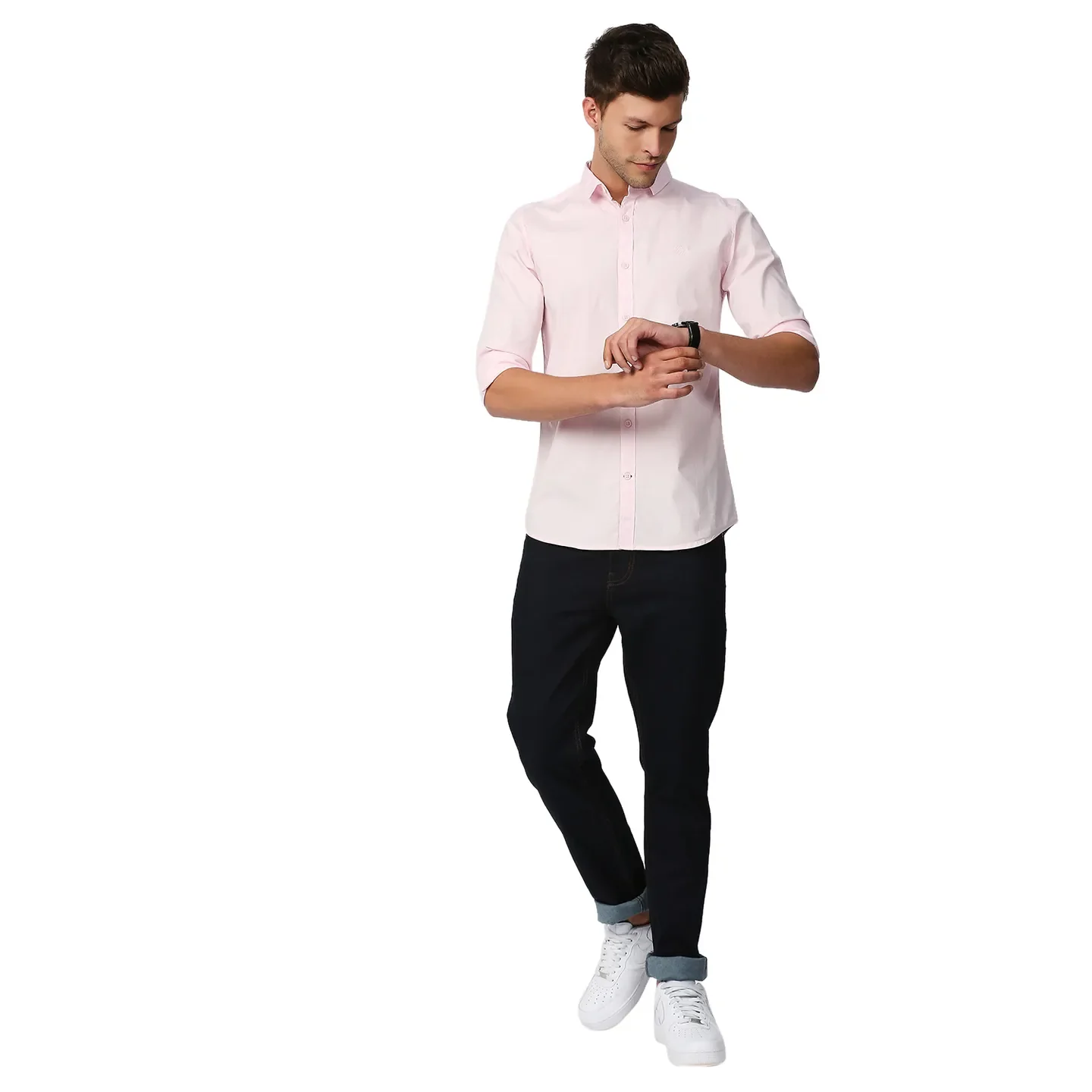 Pink Super Slim Fit Regular Collar Long Sleeves Men's Shirt by Being Human Clothing - Image 5