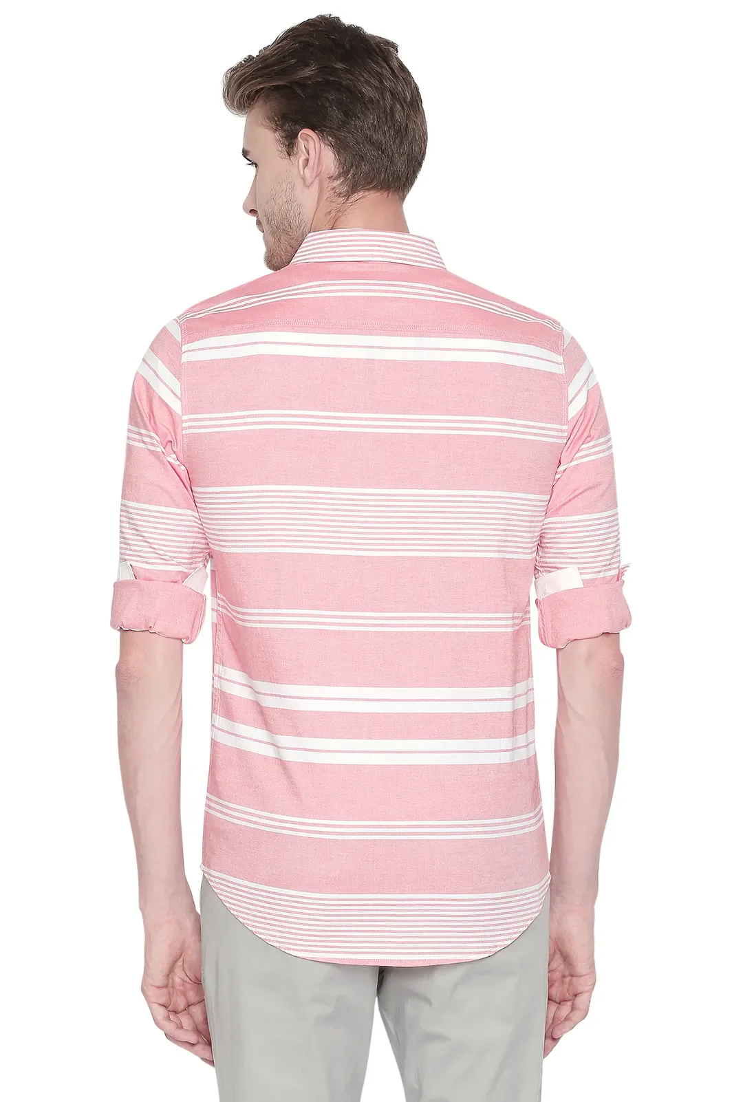 Orange Slim Straight Fit Regular Collar Long Sleeves Men's Shirt by Being Human Clothing - Image 4