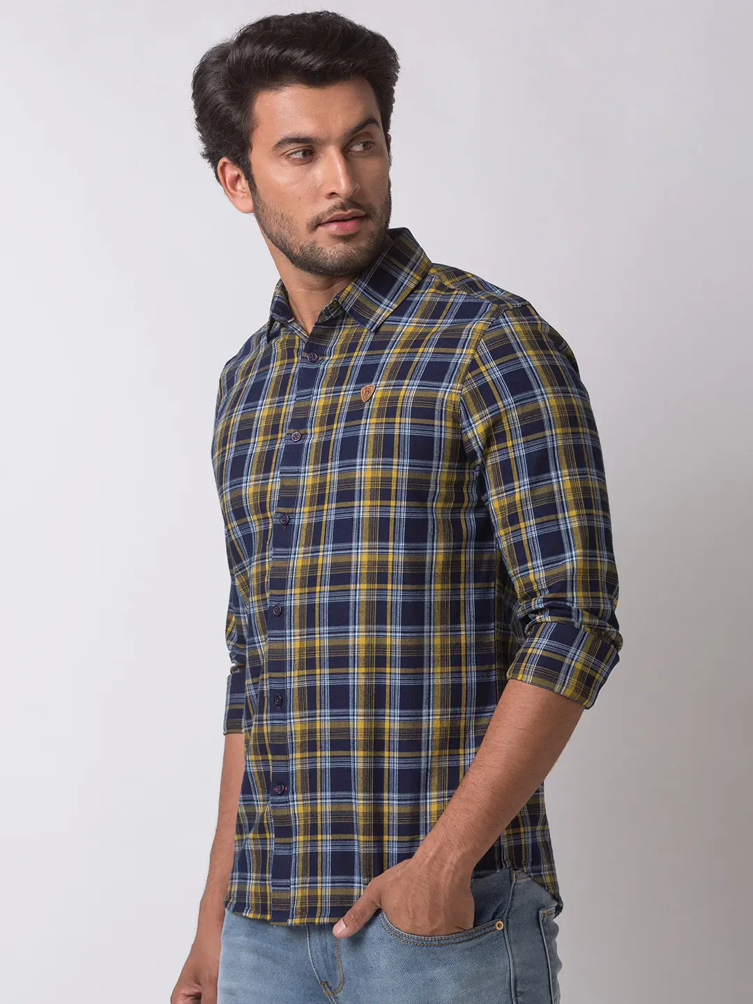 Red Slim Straight Fit Regular Collar Long Sleeves Cotton Men's Shirt by Being Human Clothing - Image 2