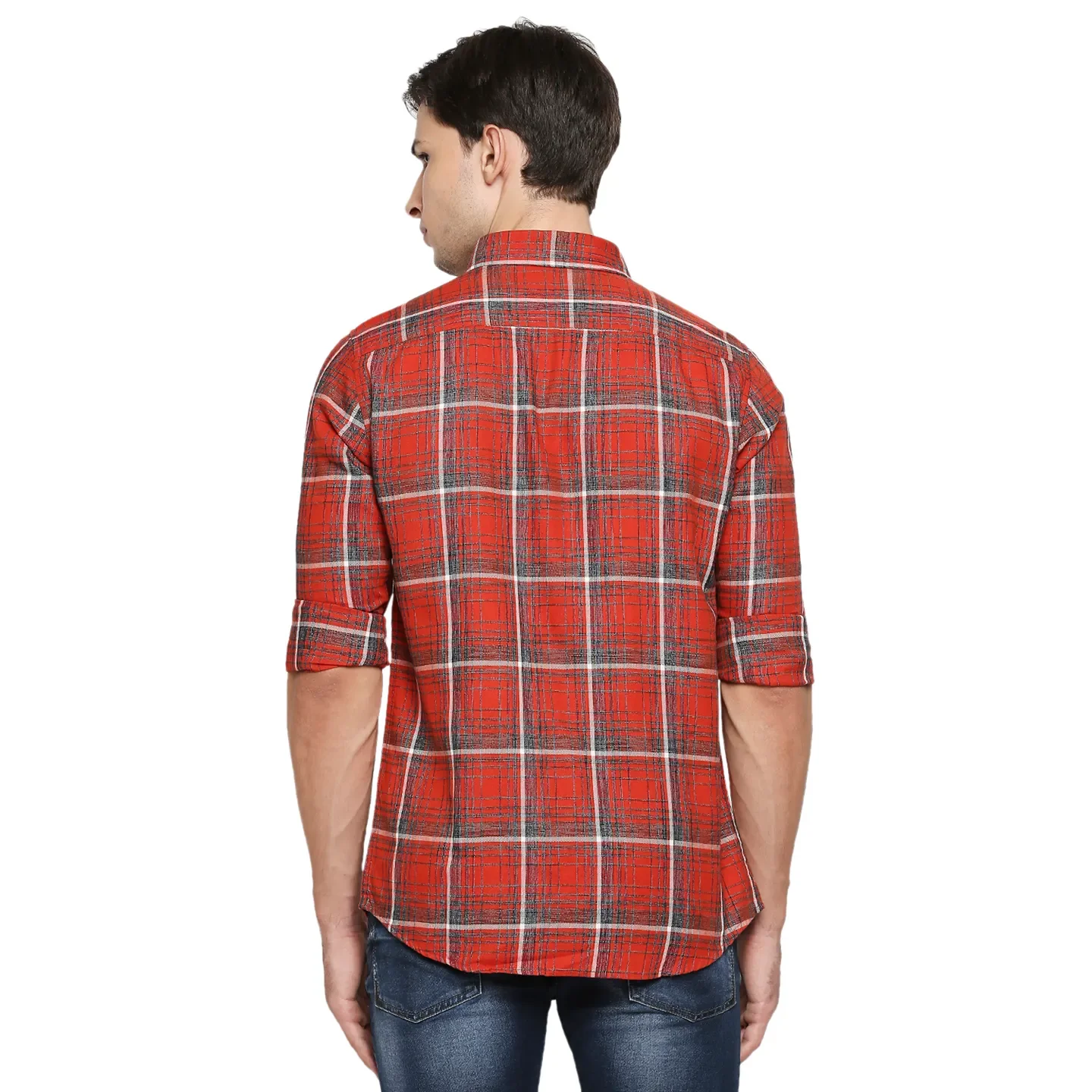 Red Regular Fit Regular Collar Long Sleeves Cotton Men's Shirt by Being Human Clothing - Image 3
