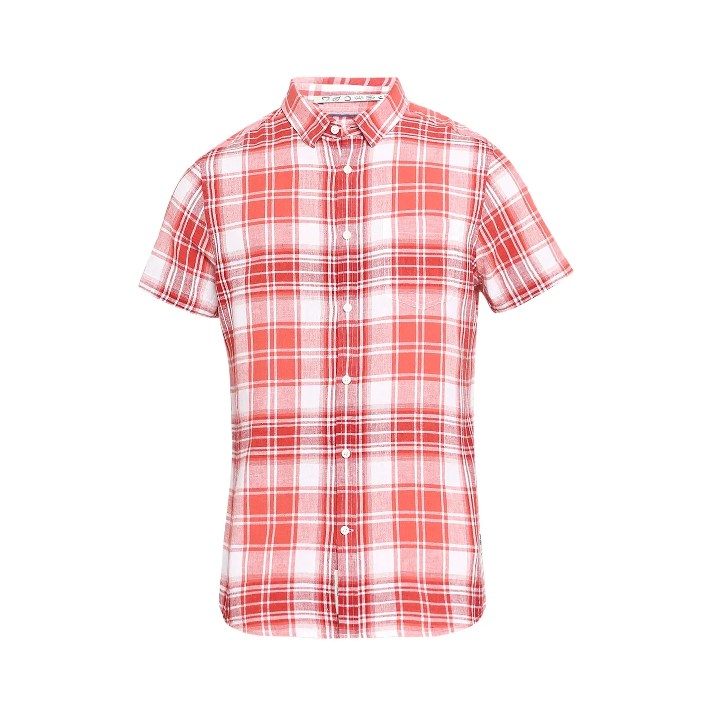 Red Slim Straight Fit Regular Collar Short Sleeves Tencil Men's Shirt by Being Human Clothing - Image 7