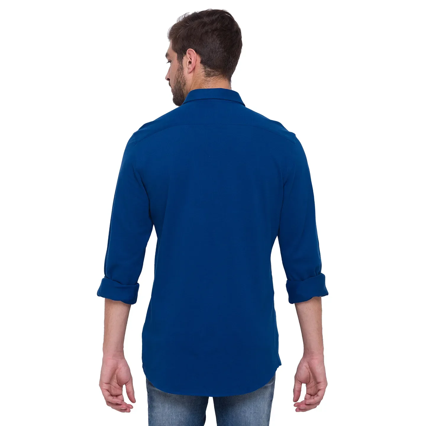 Blue Slim Straight Fit Men's Long Sleeves Shirt by Being Human Clothing - Image 2