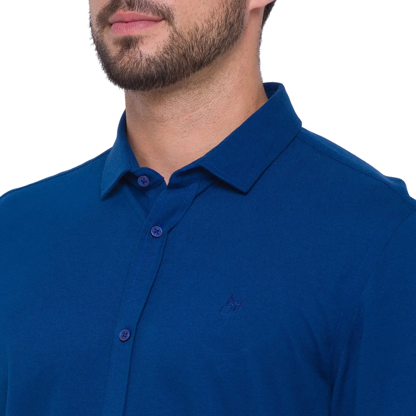 Blue Slim Straight Fit Men's Long Sleeves Shirt by Being Human Clothing - Image 4