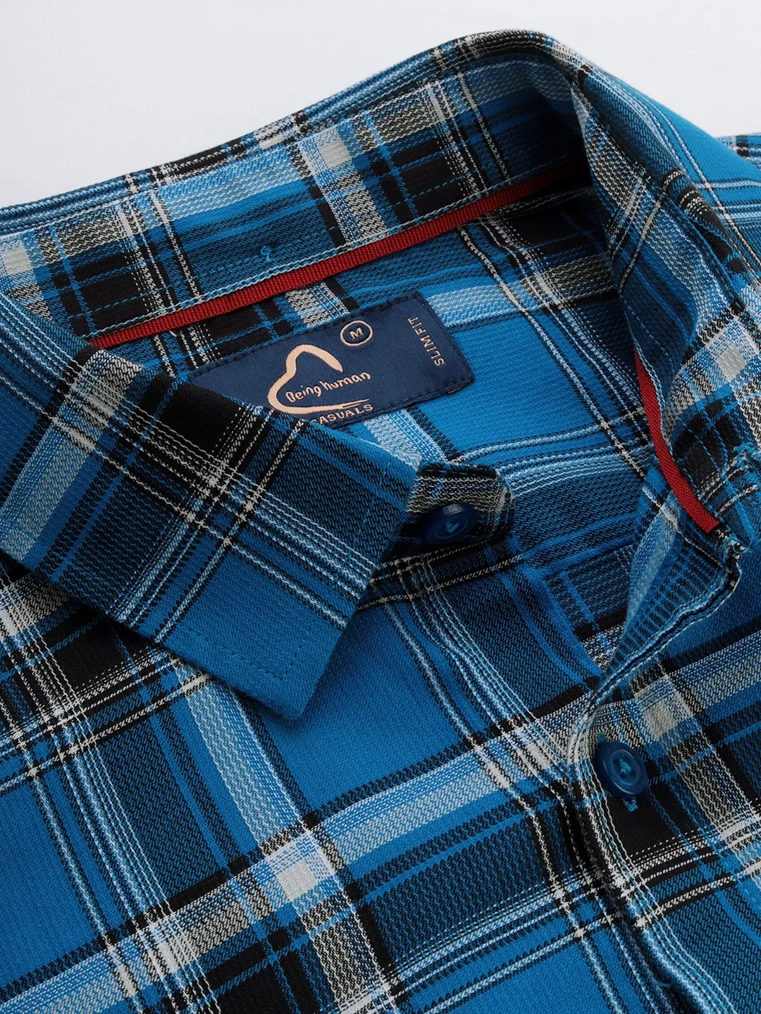 Blue Regular Fit Regular Collar Long Sleeves Cotton Men's Shirt by Being Human Clothing - Image 2