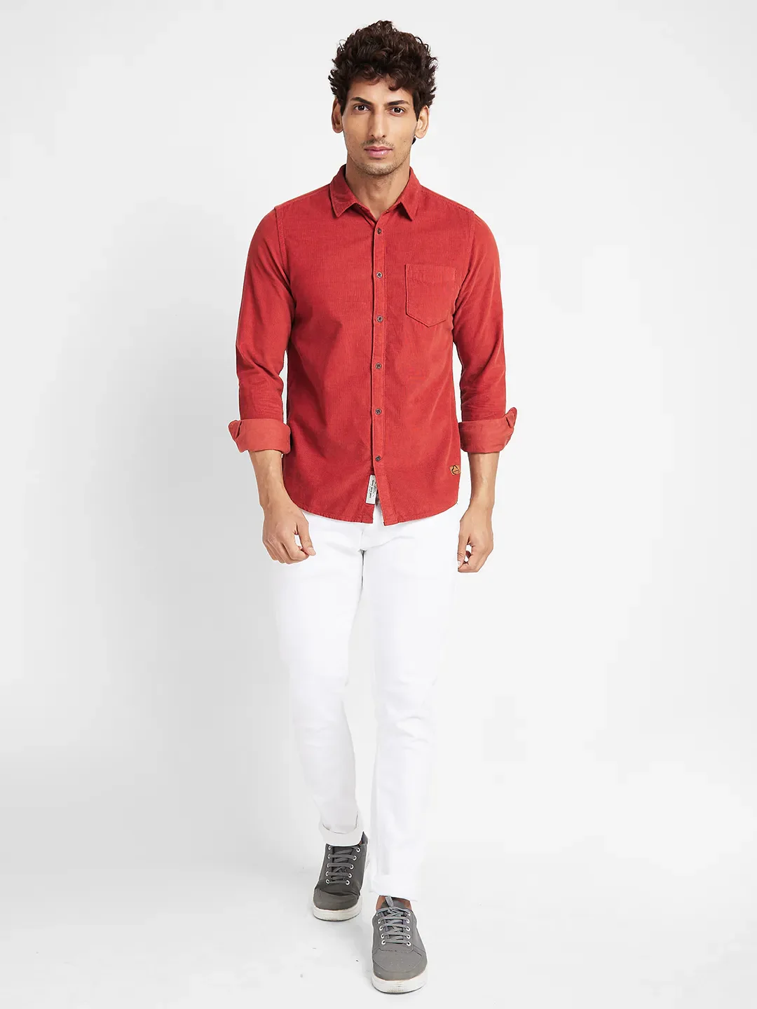 Orange Slim Straight Fit Regular Collar Long Sleeves Men's Shirt by Being Human Clothing - Image 2