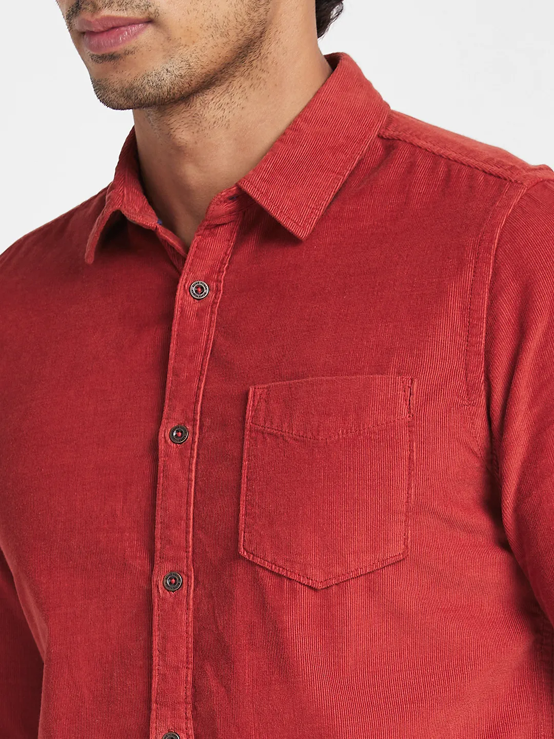 Orange Slim Straight Fit Regular Collar Long Sleeves Men's Shirt by Being Human Clothing - Image 5