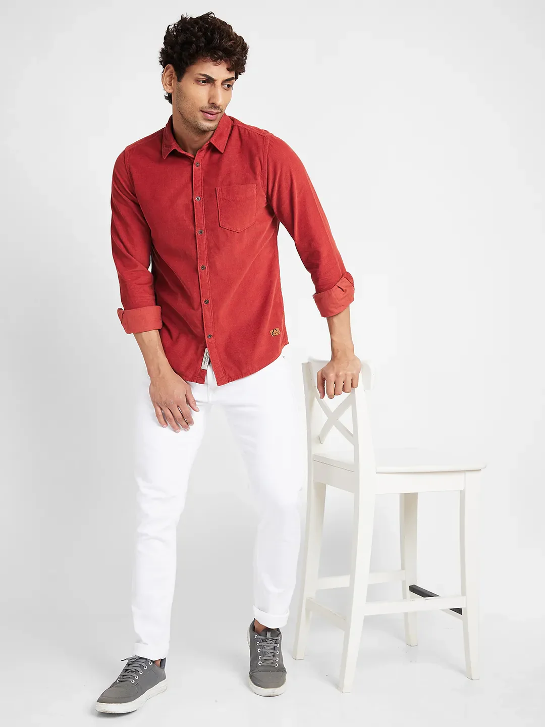 Orange Slim Straight Fit Regular Collar Long Sleeves Men's Shirt by Being Human Clothing - Image 6
