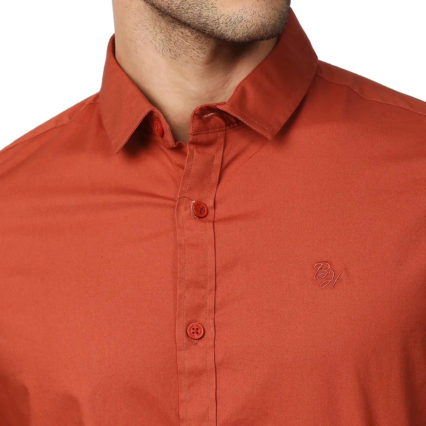Orange Super Slim Fit Regular Collar Long Sleeves Men's Shirt by Being Human Clothing - Image 5