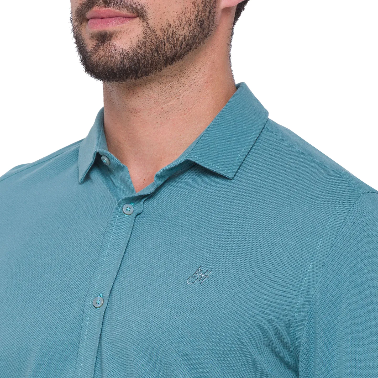 Green Slim Straight Fit Regular Collar Long Sleeves Cotton Men's Shirt by Being Human Clothing - Image 2