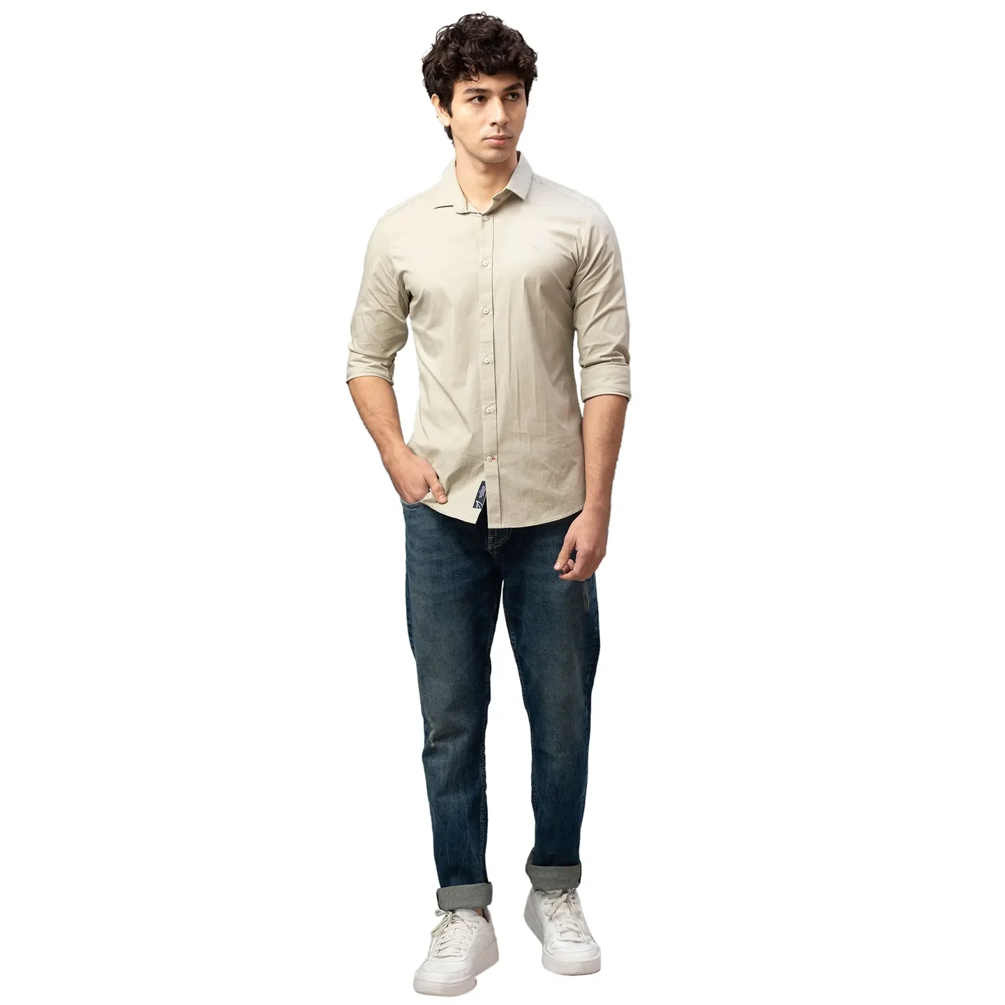 Sand Regular Fit Regular Collar Men's Shirt by Being Human Clothing - Image 2