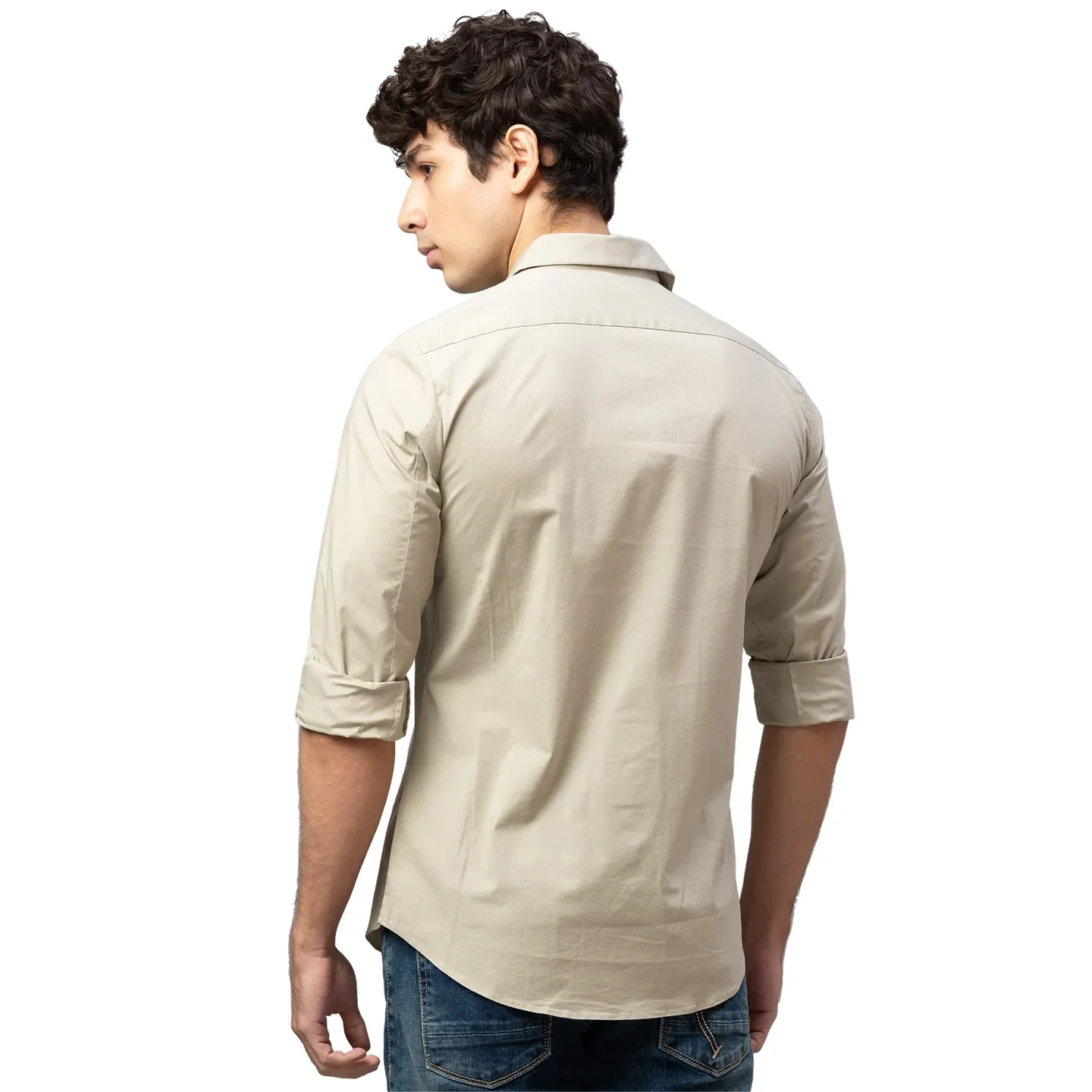 Sand Regular Fit Regular Collar Men's Shirt by Being Human Clothing - Image 3