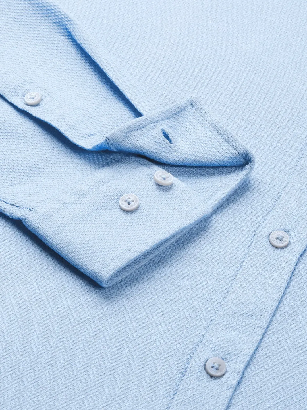 Blue Slim Straight Fit Regular Collar Long Sleeves Men's Shirt by Being Human Clothing - Image 3
