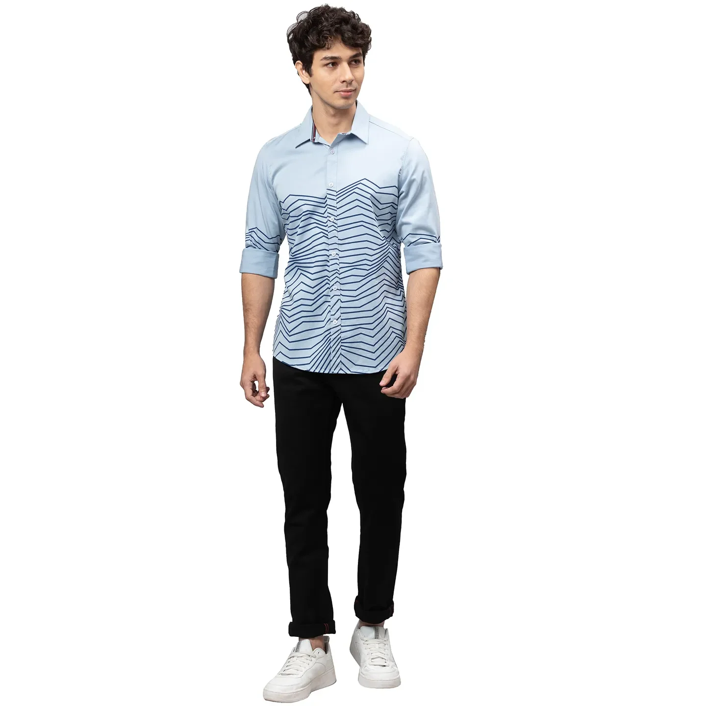Sky Blue Slim Fit Regular Collar Men's Shirt by Being Human Clothing - Image 2