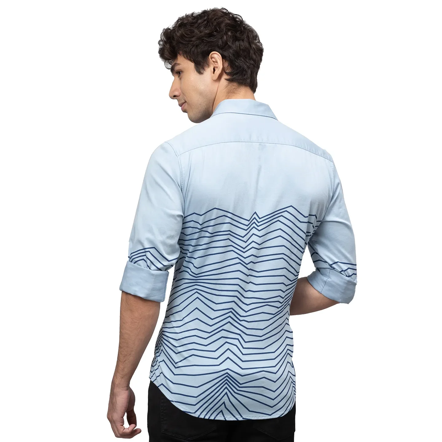 Sky Blue Slim Fit Regular Collar Men's Shirt by Being Human Clothing - Image 3