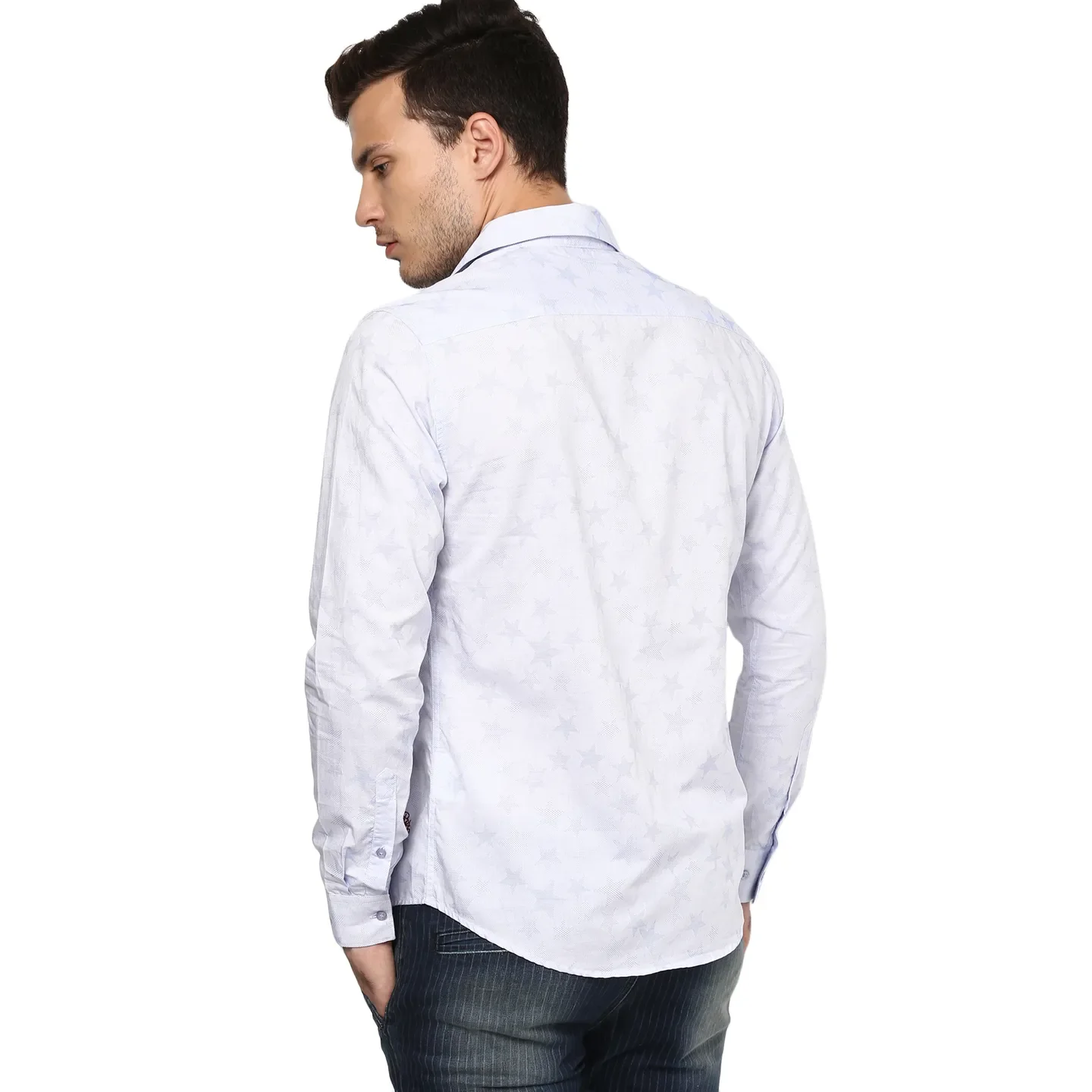 Blue Slim Straight Fit Regular Collar Long Sleeves Men's Shirt by Being Human Clothing - Image 2