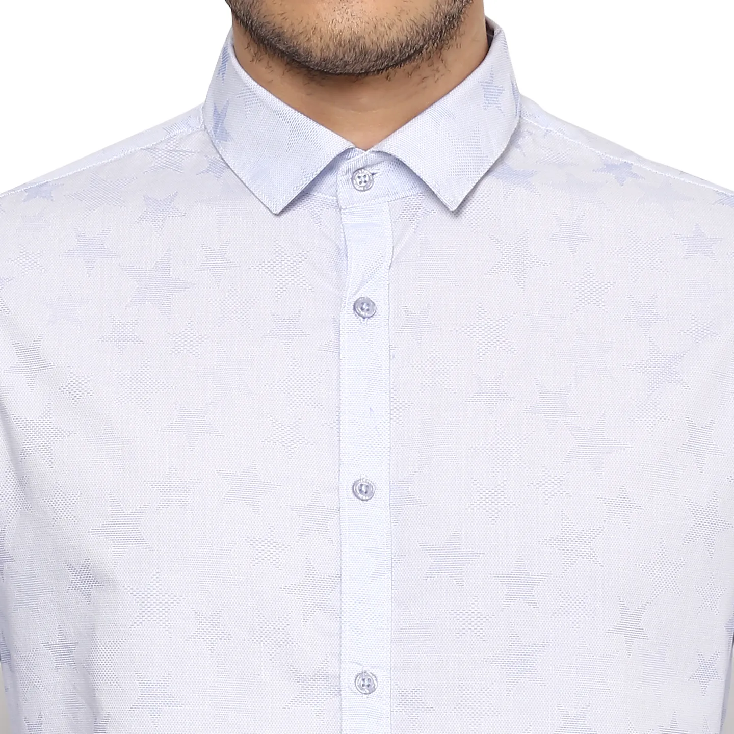 Blue Slim Straight Fit Regular Collar Long Sleeves Men's Shirt by Being Human Clothing - Image 5