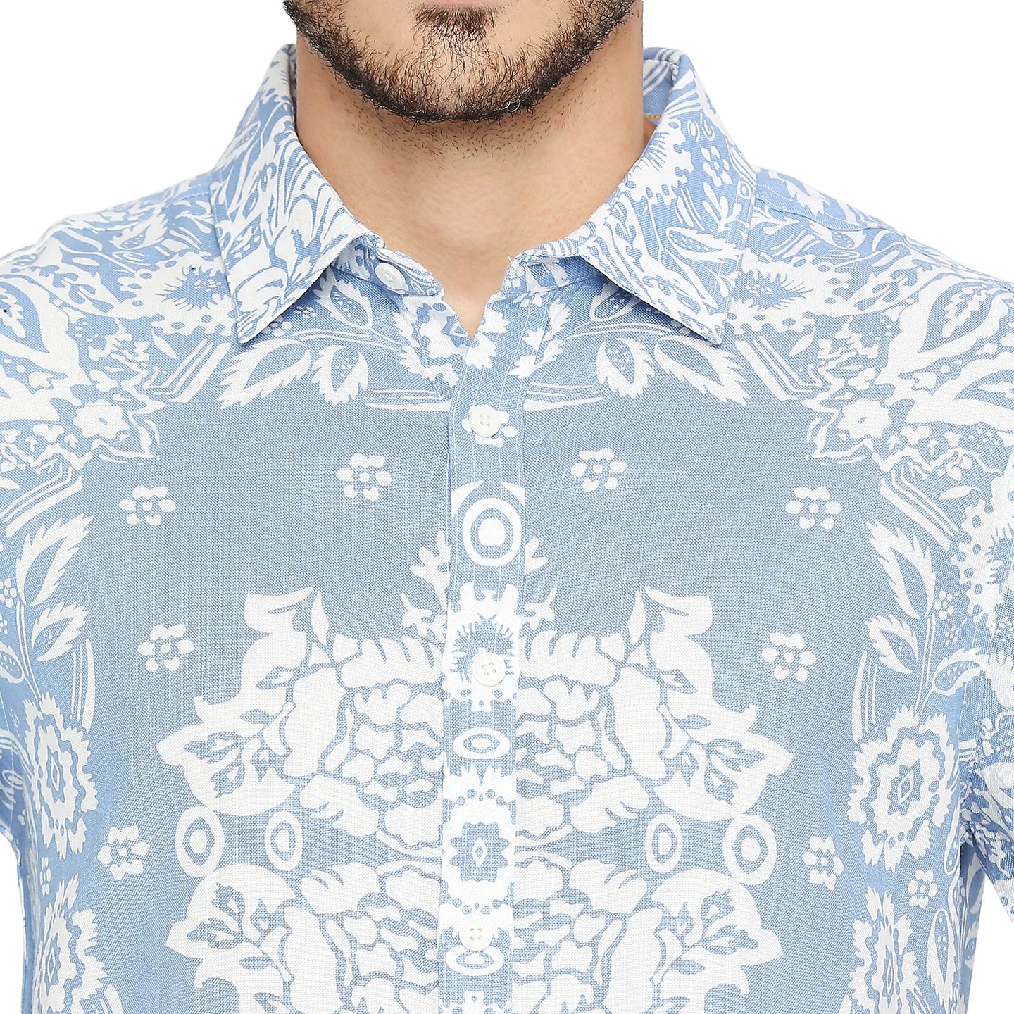 Sky Blue Slim Fit Regular Collar Men's Shirt by Being Human Clothing - Image 5