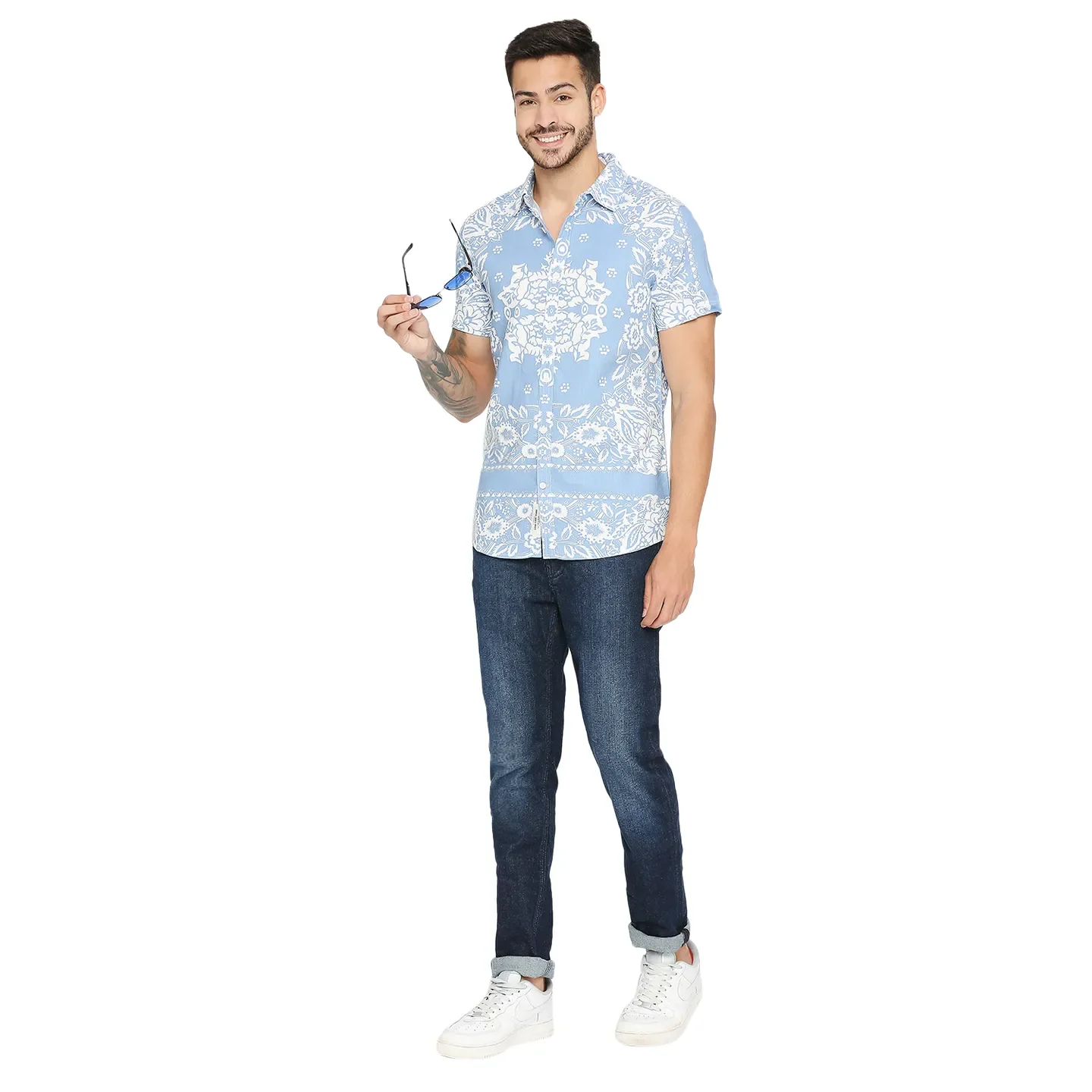 Sky Blue Slim Fit Regular Collar Men's Shirt by Being Human Clothing - Image 6