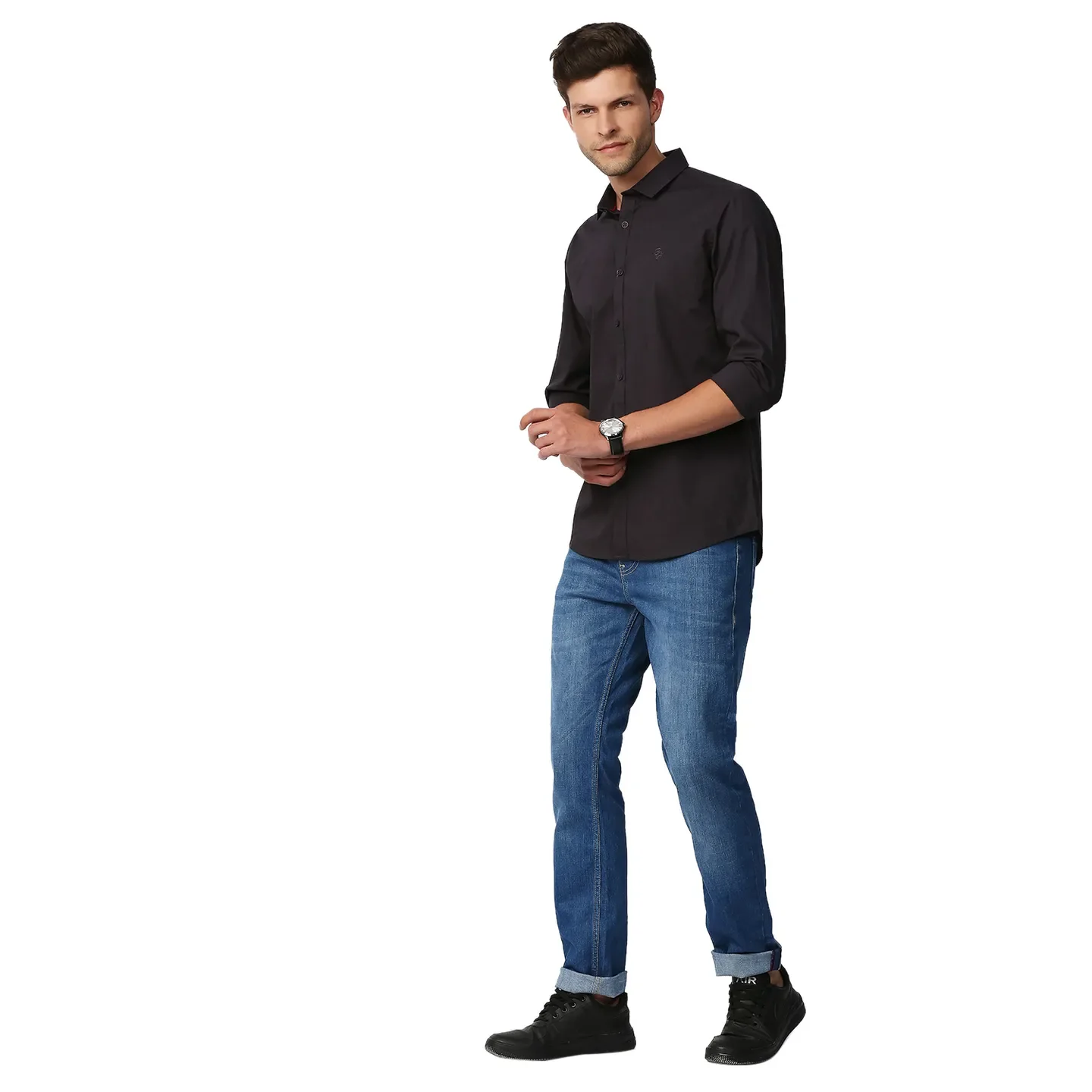 Grey Super Slim Fit Regular Collar Long Sleeves Men's Shirt by Being Human Clothing - Image 6