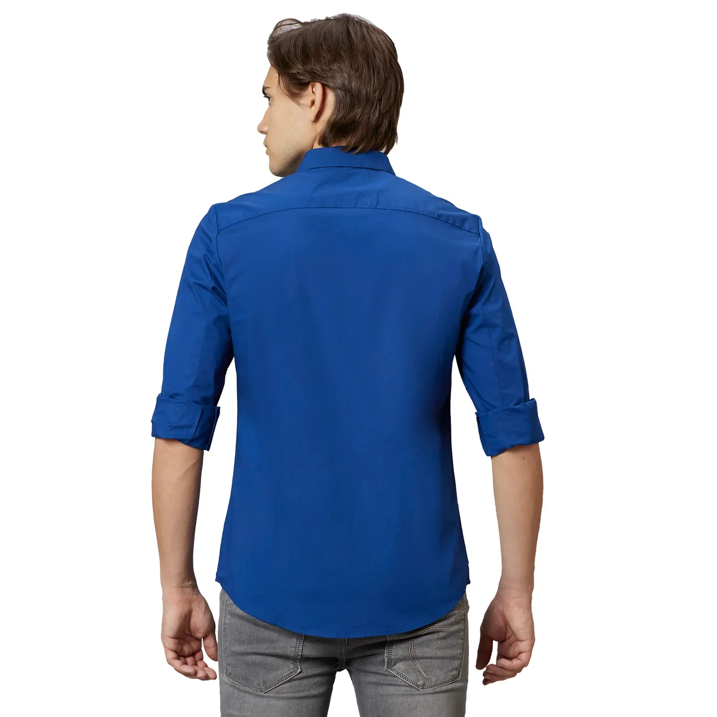 Green Slim Straight Fit Regular Collar Long Sleeves Cotton Men's Shirt by Being Human Clothing - Image 2