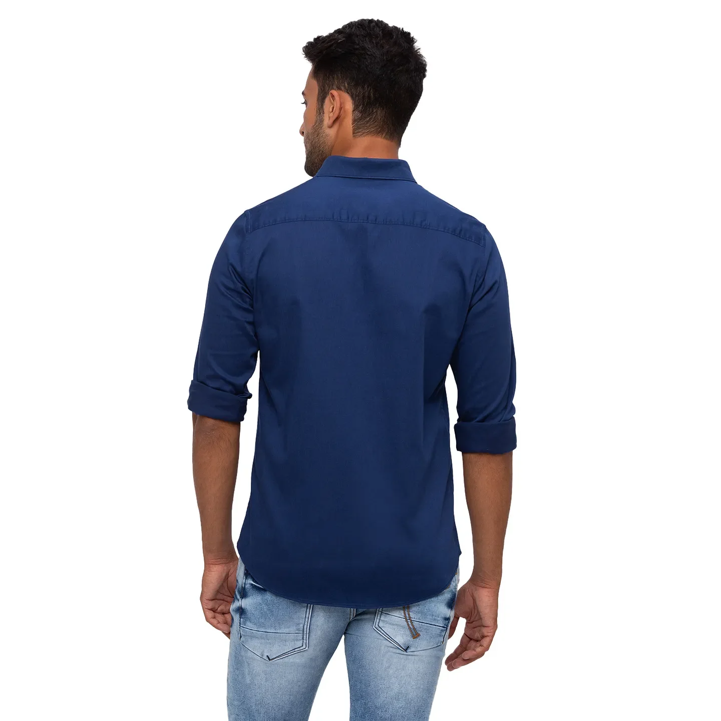 Green Slim Straight Fit Regular Collar Long Sleeves Cotton Men's Shirt by Being Human Clothing - Image 4