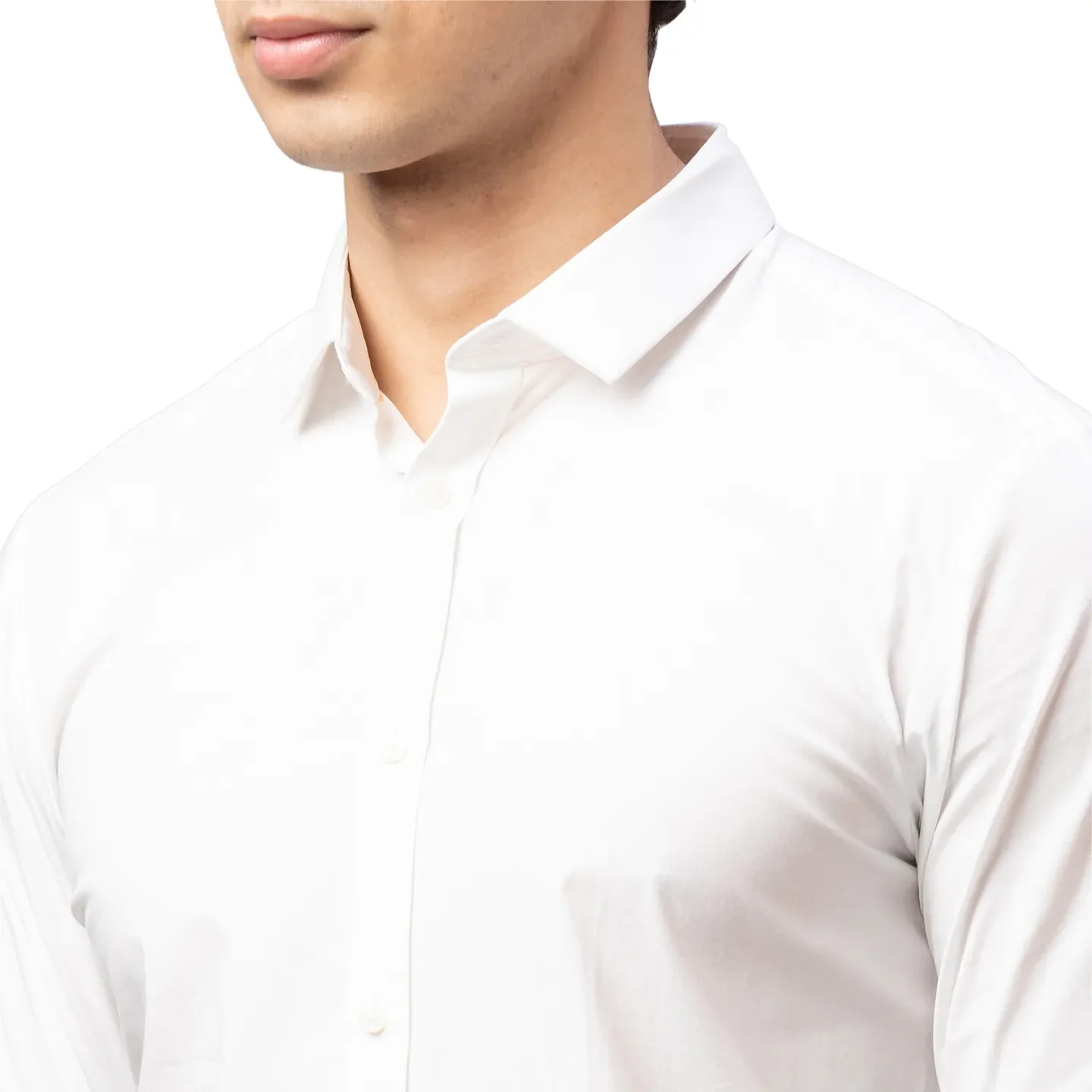 White Skinny Straight Fit Regular Collar Long Sleeves Cotton Men's Shirt by Being Human Clothing - Image 5