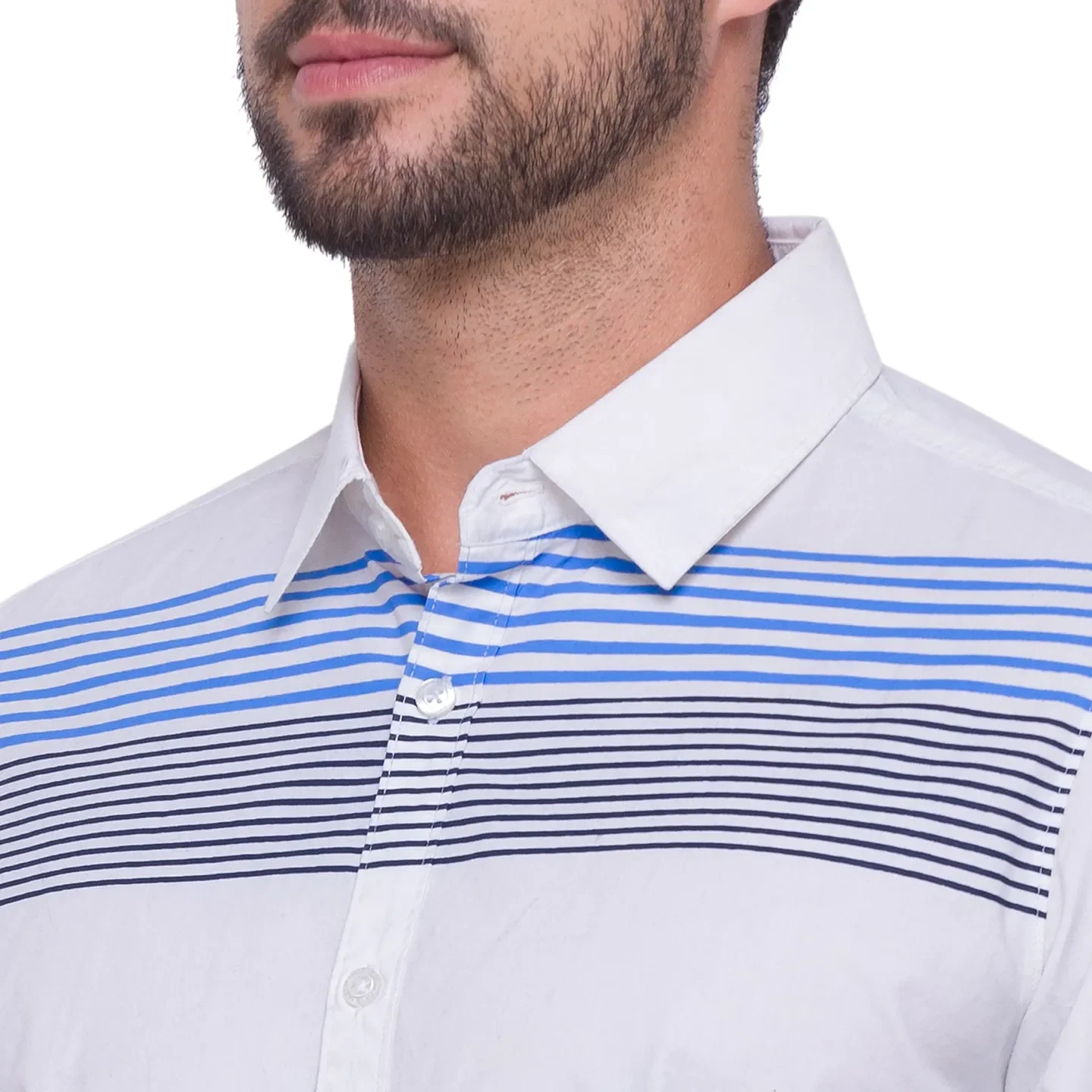 White Slim Straight Fit Regular Collar Long Sleeves Cotton Men's Shirt by Being Human Clothing - Image 3