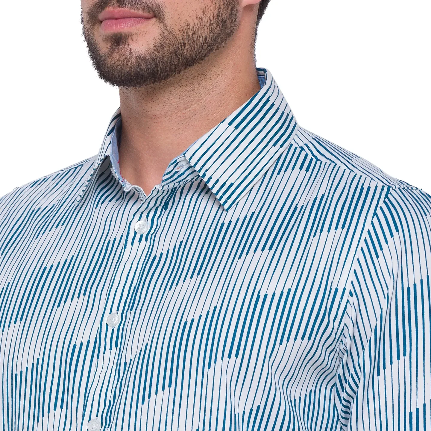 White Slim Straight Fit Regular Collar Long Sleeves Cotton Men's Shirt by Being Human Clothing - Image 3