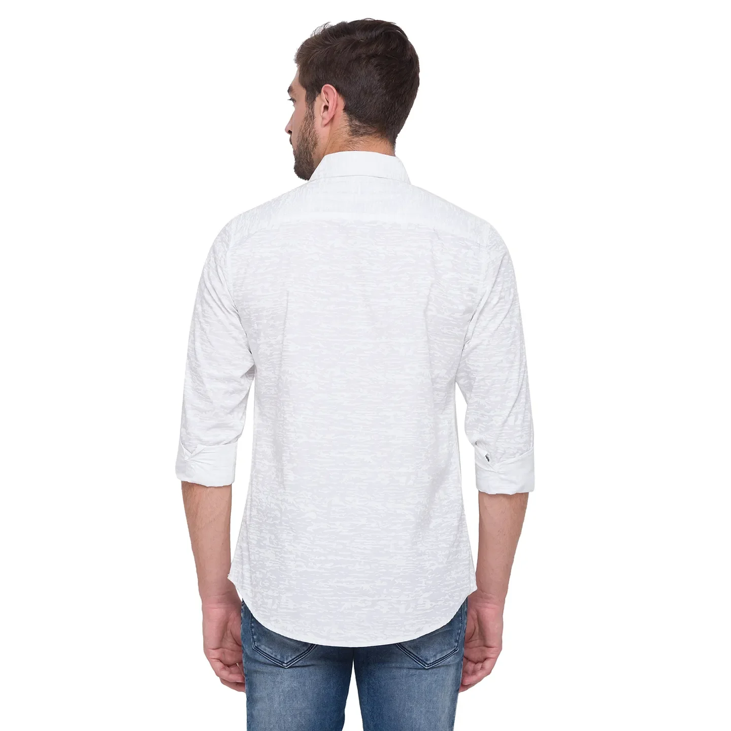 White Slim Straight Fit Men's Long Sleeves Shirt by Being Human Clothing - Image 2