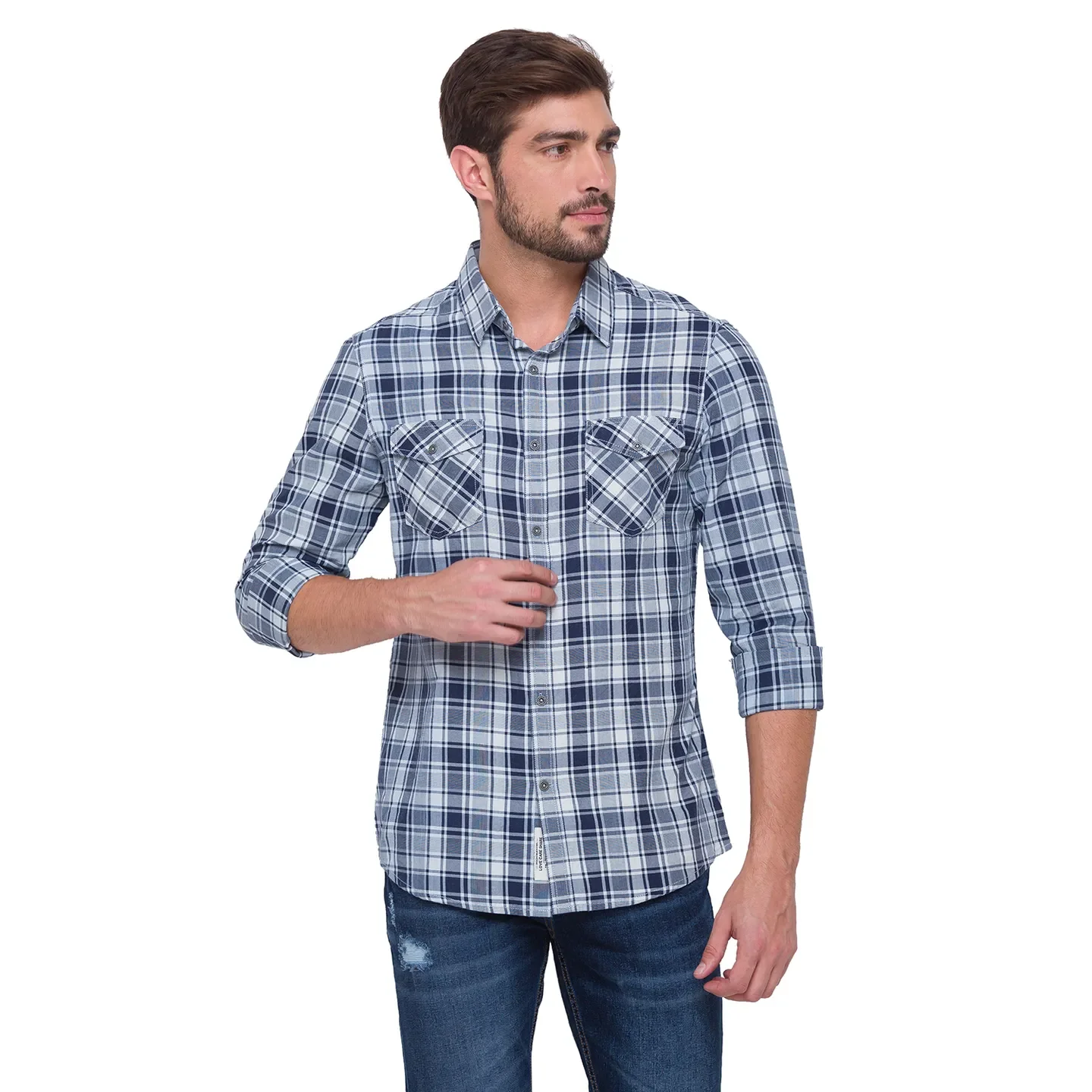 White Slim Straight Fit Men's Long Sleeves Shirt by Being Human Clothing - Image 5