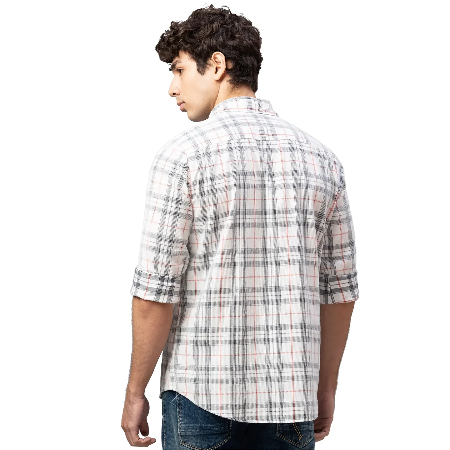 White Slim Straight Fit Regular Collar Long Sleeves Cotton Men's Shirt by Being Human Clothing - Image 3