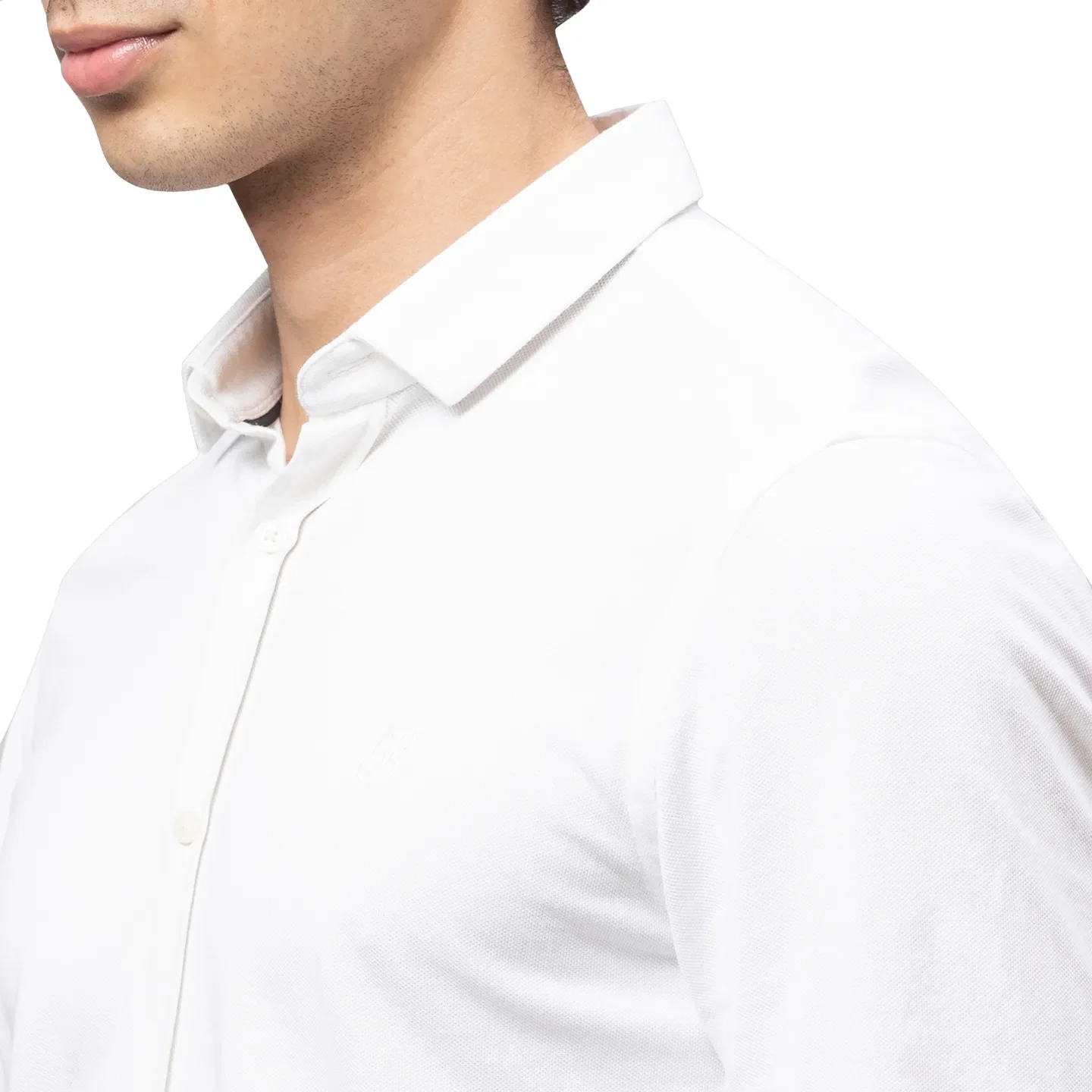 White Slim Straight Fit Regular Collar Long Sleeves Cotton Men's Shirt by Being Human Clothing - Image 5