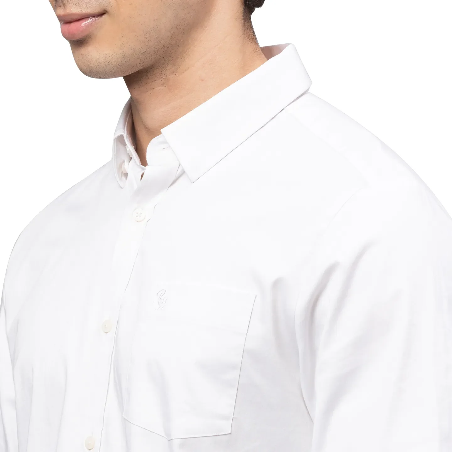 White Slim Straight Fit Regular Collar Long Sleeves Cotton Men's Shirt by Being Human Clothing - Image 5