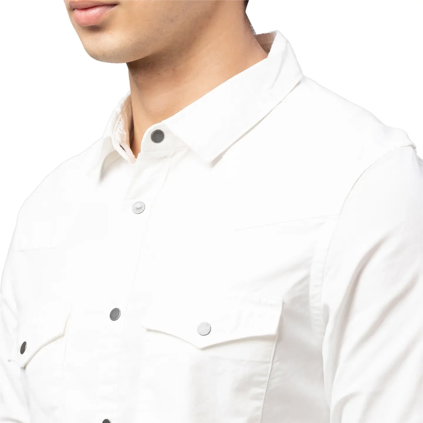 White Slim Straight Fit Regular Collar Long Sleeves Cotton Men's Shirt by Being Human Clothing - Image 4